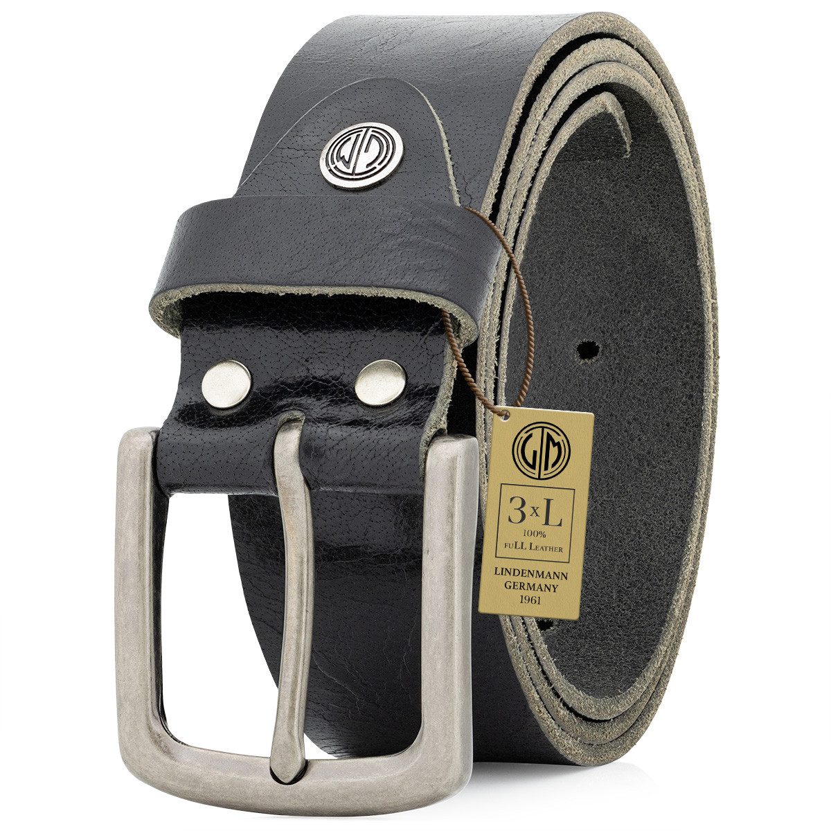 LINDENMANN Ledergürtel Jeansgürtel aus Vollbüffelleder 40 mm schwarz mit Do günstig online kaufen