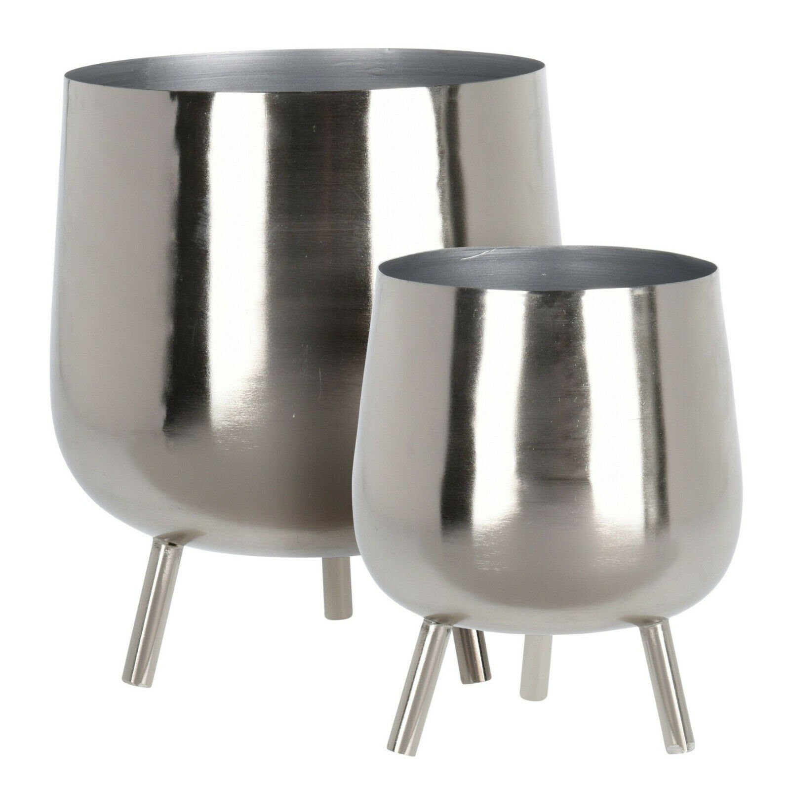 Meinposten Blumentopf 2 Blumentöpfe silber Metall Pflanztopf Deko