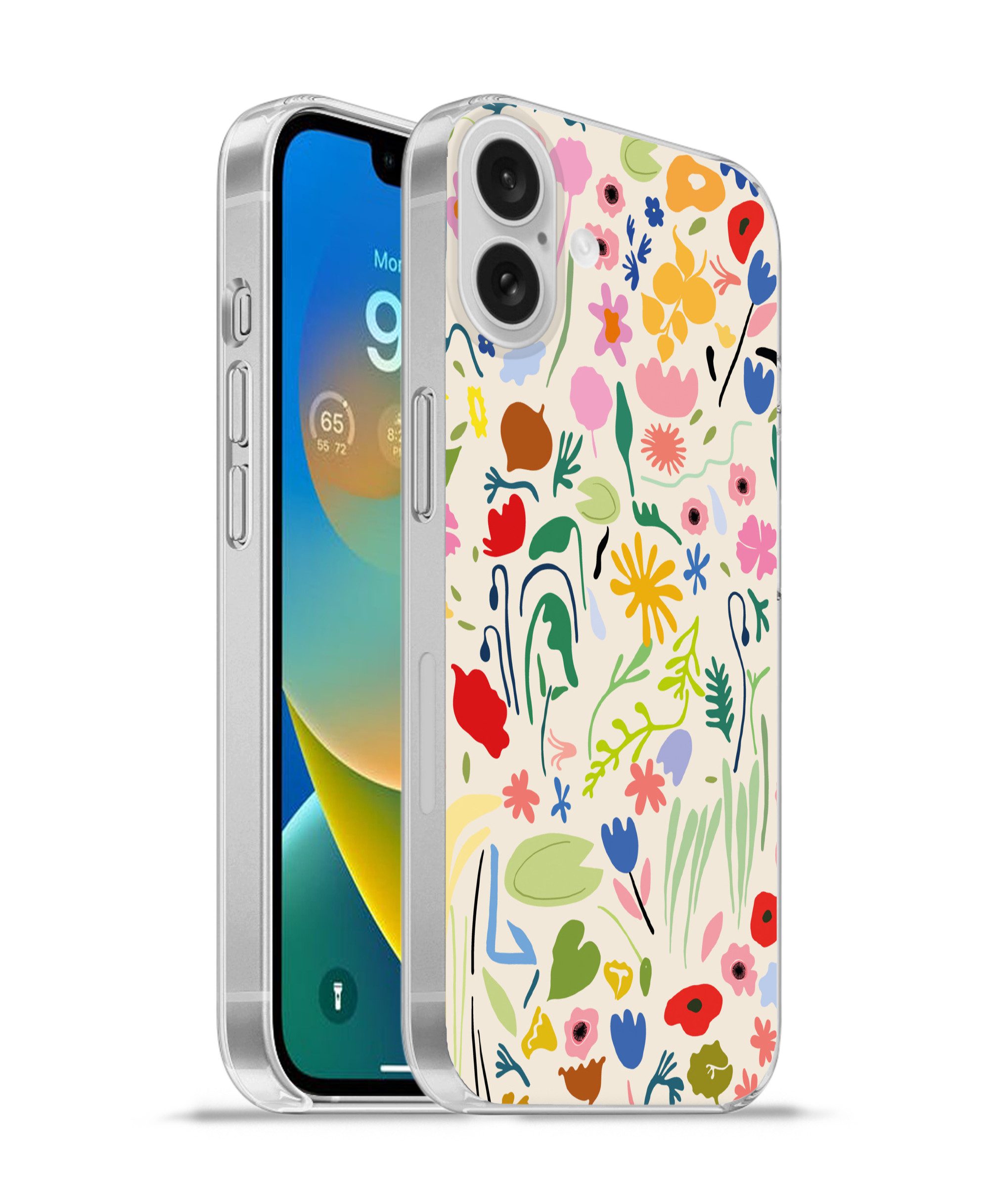 MuchoWow Handyhülle für Apple iPhone 16 Plus Blumen - Muster - Pflanzen, Smartphone-Bumper, Print, Handy Schutzhülle Dünn