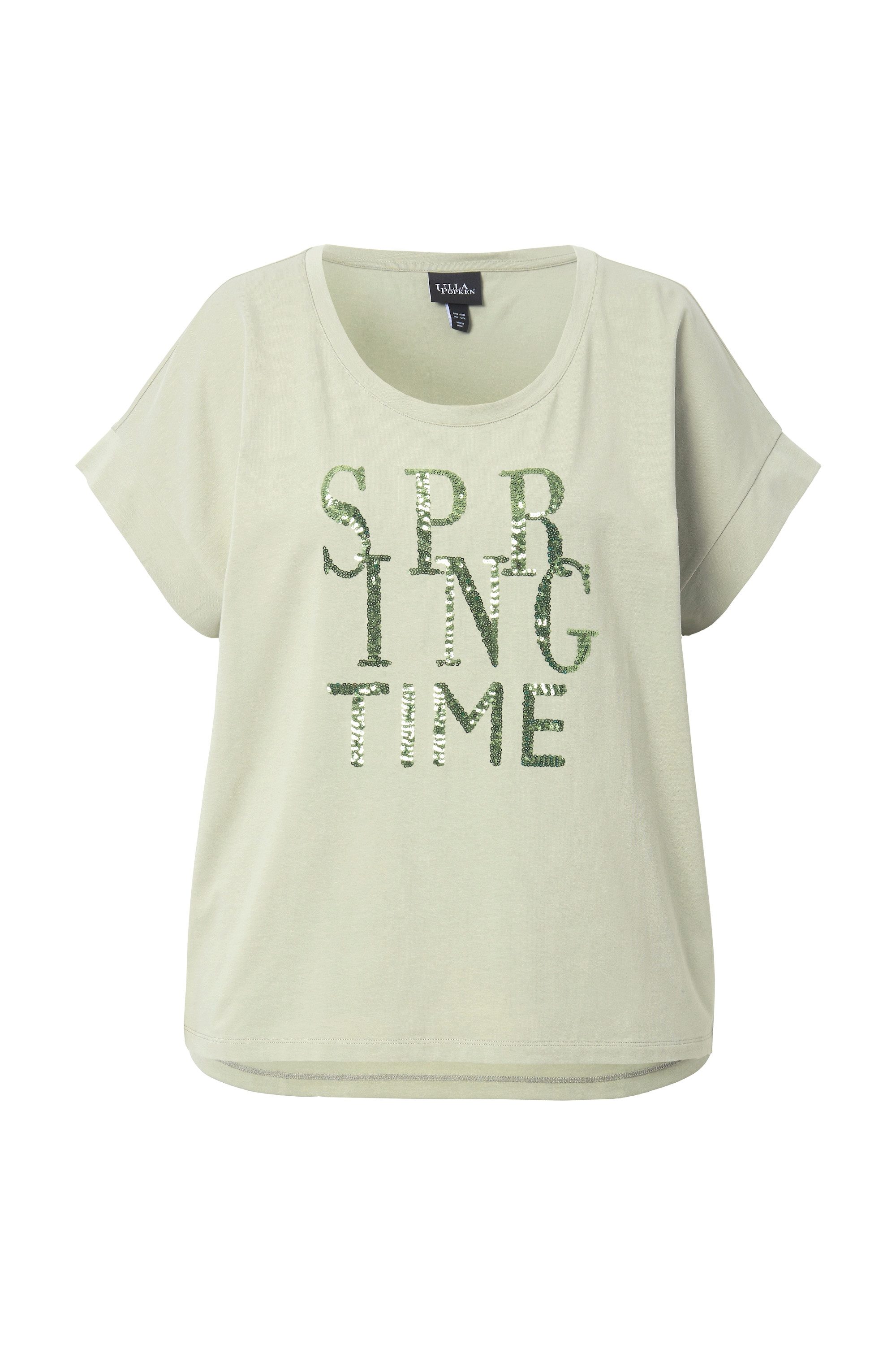 Ulla Popken T-Shirt T-Shirt Pailletten Oversized Rundhals Halbarm günstig online kaufen