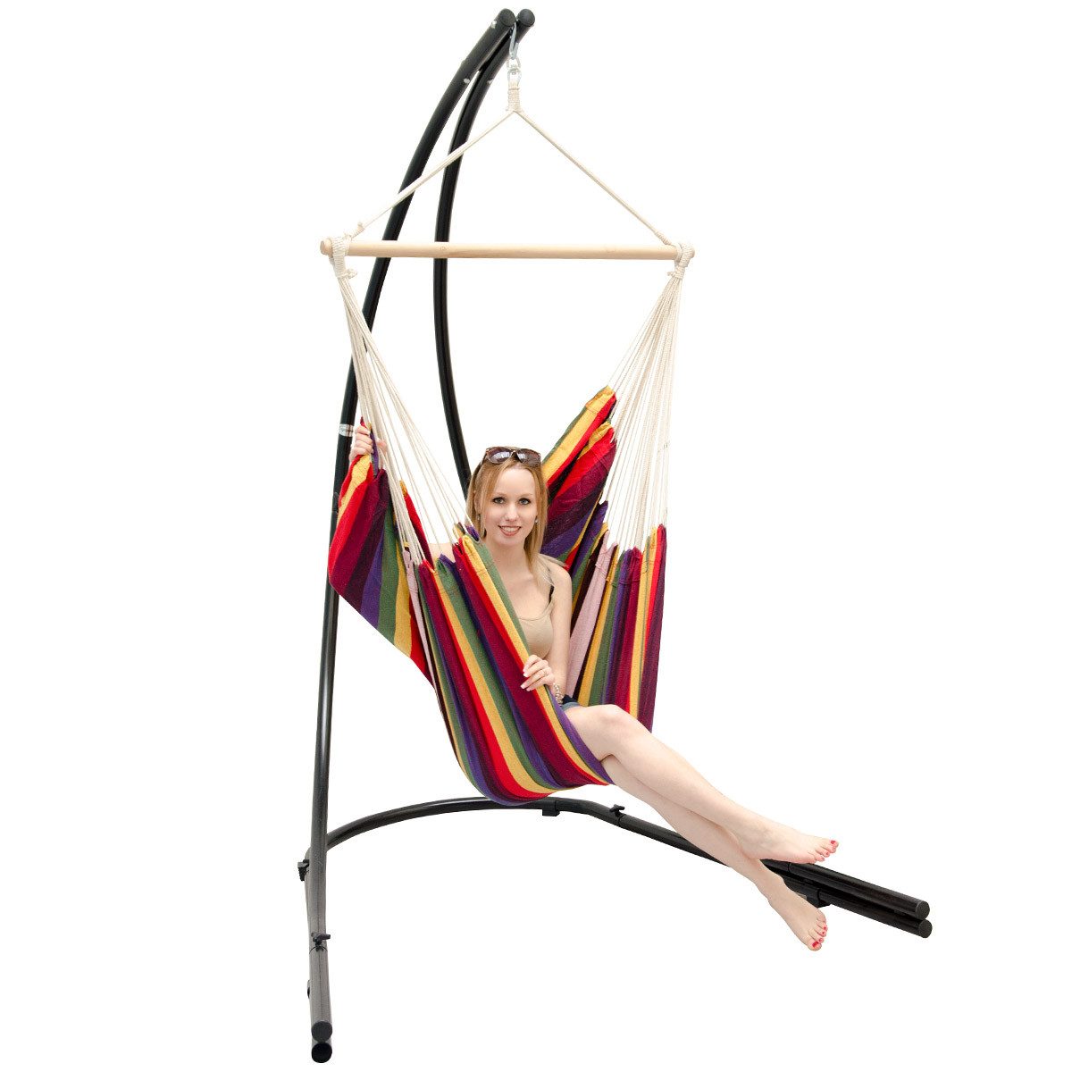 AMANKA Hängestuhl Hängestuhlgestell HSG-153 mit Hängestuhl HMG-40, 185 x 130 cm Hängesitz für Kinder und Erwachsene - 360° Relaxsessel