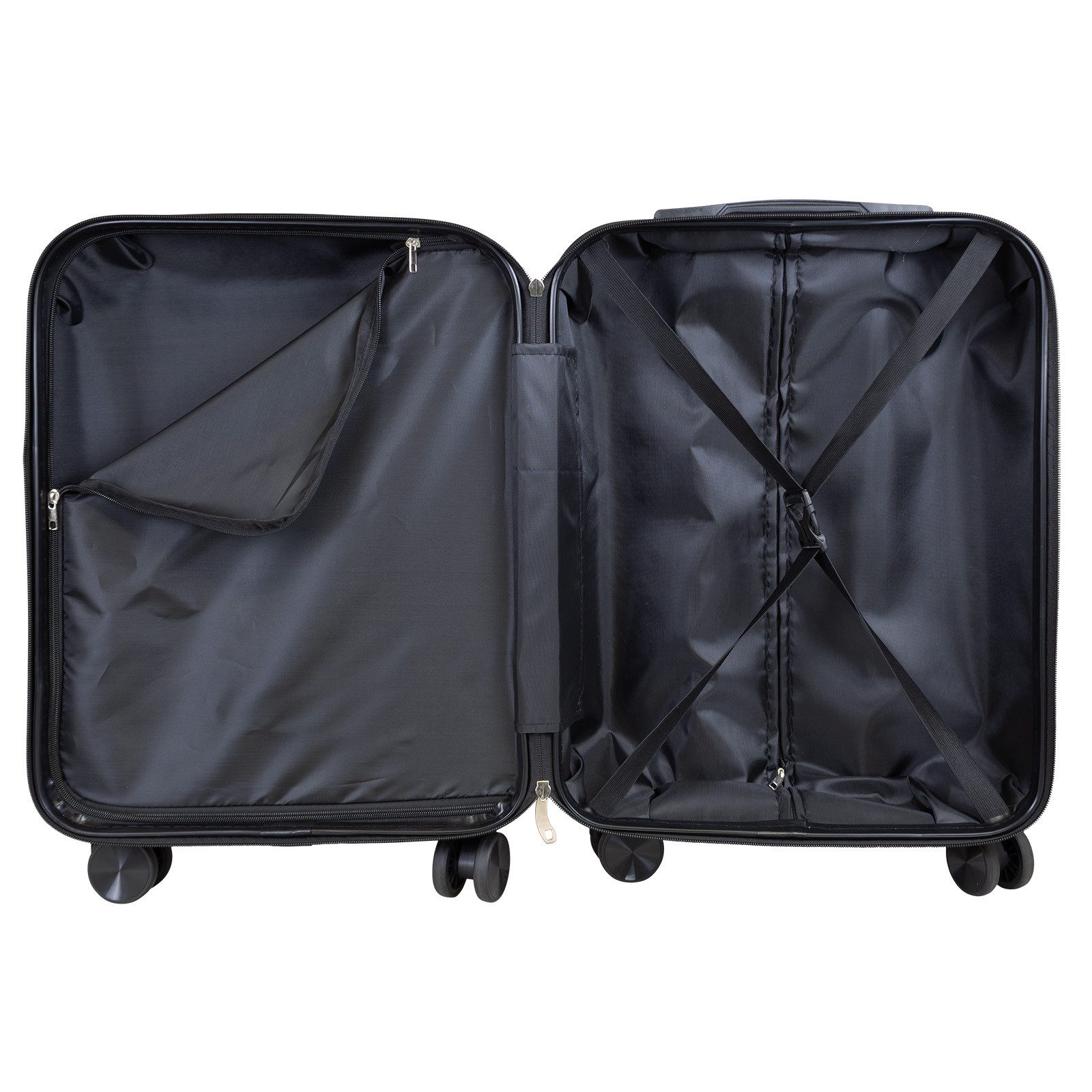 Trendyshop365 Hartschalen-Trolley Hartschalenkoffer mit Doppelrollen - Handgepäck Weekender Reisekoffer, robust, Doppelrollen, Zahlenschloss, 2 Tragegriffe, extra Kantenschutz