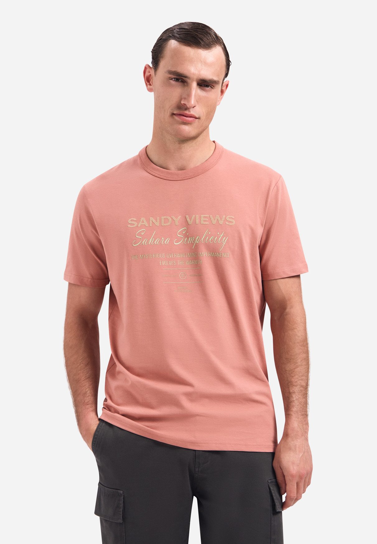 NO EXCESS Kurzarmshirt - T-Shirt - Baumwollshirt mit Textprint - Herren T-Shirt