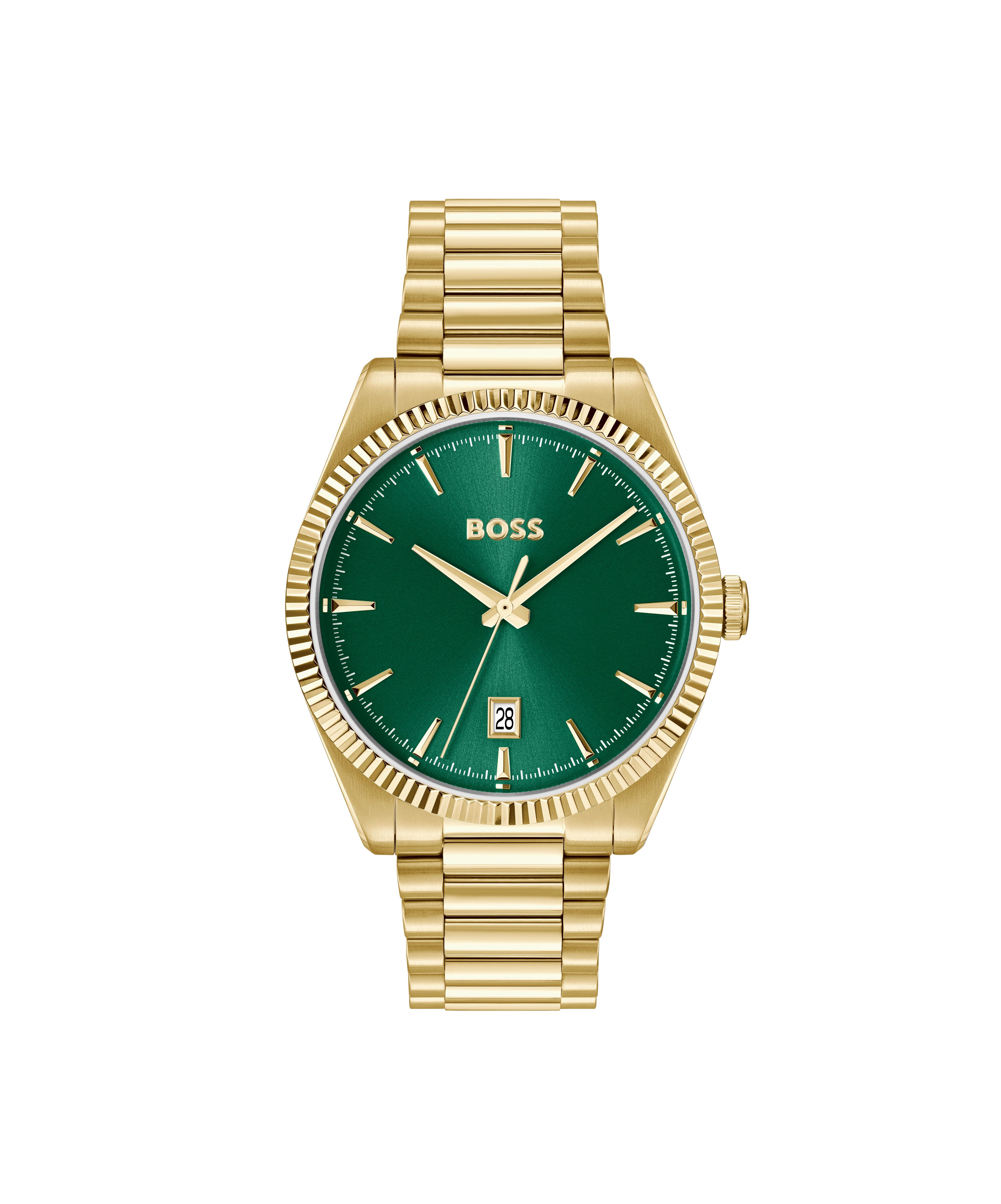 BOSS Quarzuhr CHESWICK 1514355, (Farberweiterung), Armbanduhr, Herrenuhr, Edelstahlarmband, analog, Tag