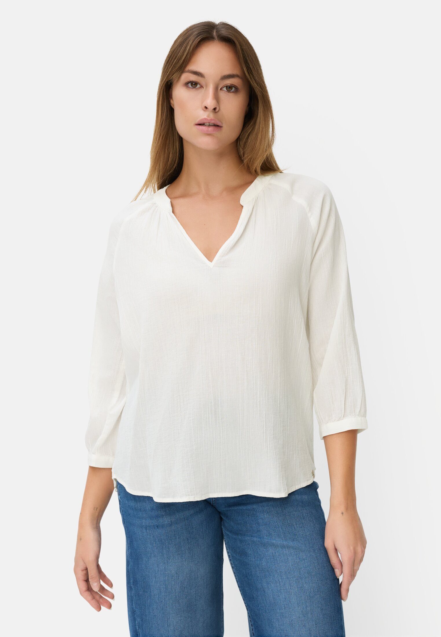 camel active Schlupfbluse mit Stehkragen Dreiviertelarm unifarben