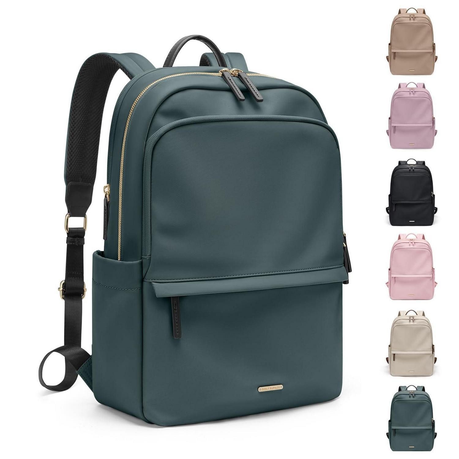 LuxusKollektion Laptoprucksack Damen Rucksack 14 Zoll Dunkelgrün