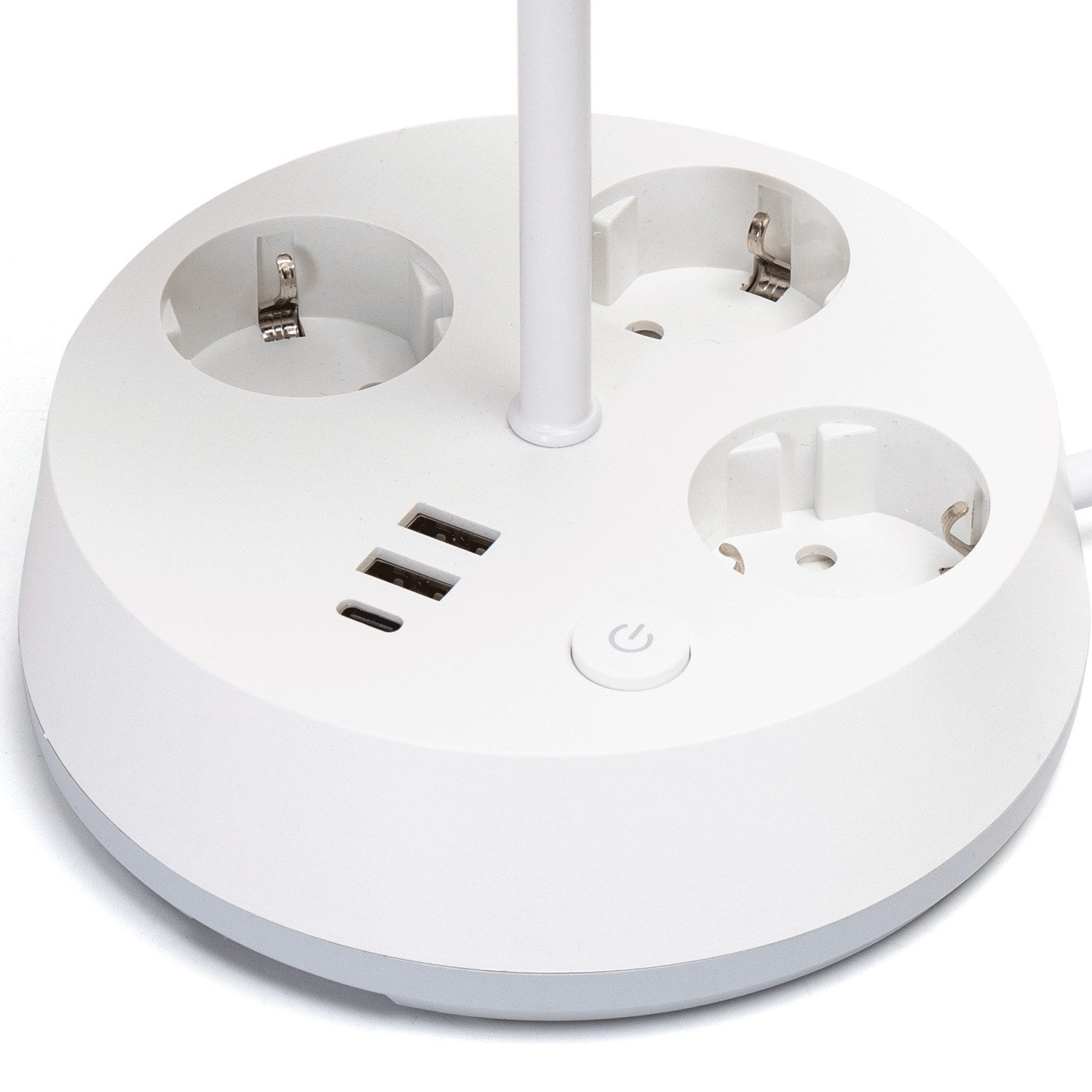 Aigostar Steckdosenleuchte mit usb & typ-c, Stoffschirm, Tischlampe mit Steckdose,Weiß