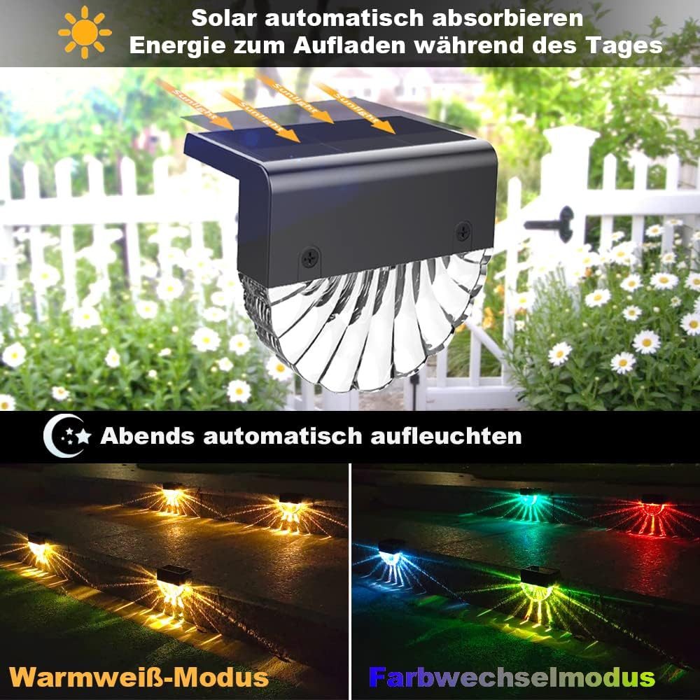 N NORA TWIPS LED Solarleuchte LED Solarleuchten Garten 6er Set Außen Wandlampe warmweiß Farbwechsel, LED fest integriert, warmweiß, mehrfarbig, Solarbetrieb Lichtsensor Farbwechsel warmweiß wetterfest IP55