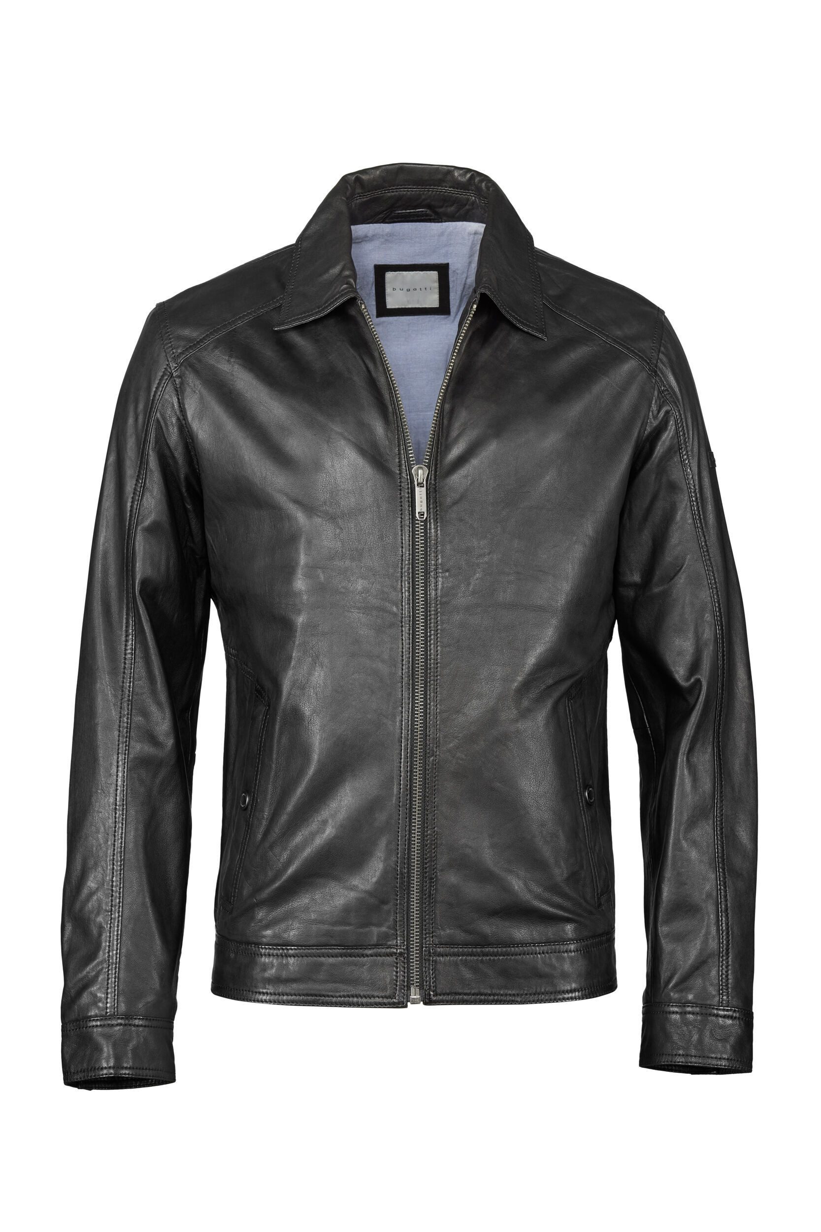 bugatti Lederjacke BUROMEO (1-St) mit Druckknöpfen und Hemdkragen günstig online kaufen