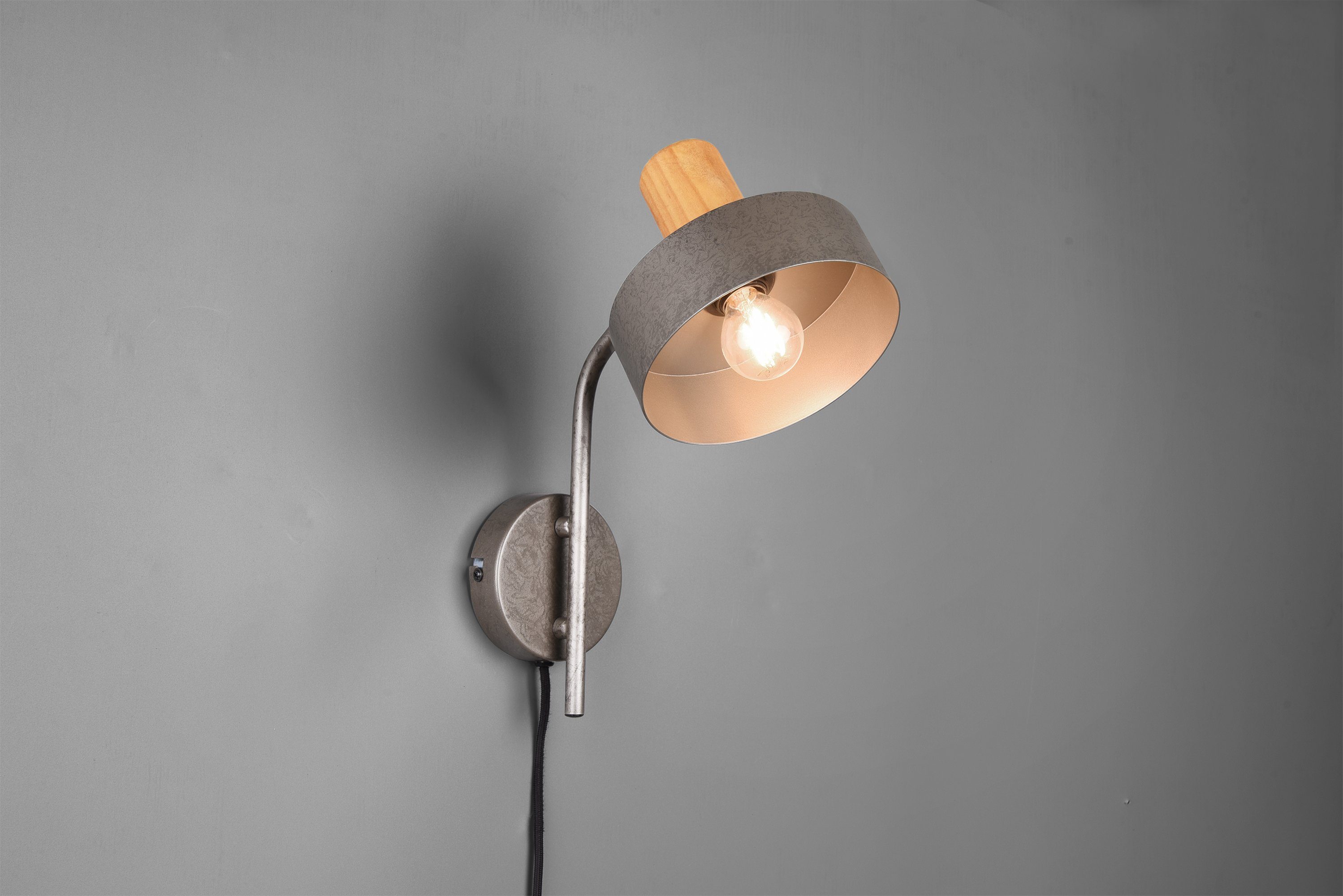 TRIO Leuchten Wandleuchte »GAYA Vintage Wandlampe mit FlexConnect Anschluss«, für Stecker oder Fest-Anschluss, mit Schnurschalter, innen, Holz naturbelassen, Leuchtmittel frei wählbar-HomeTrends