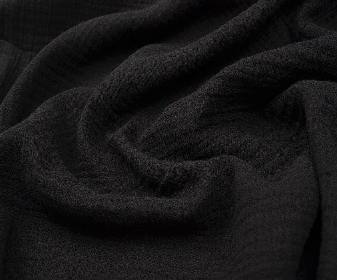 Sandiik Spannbettlaken Musselin Spannbettlaken mit Gummizug in Pure Schwarz günstig online kaufen