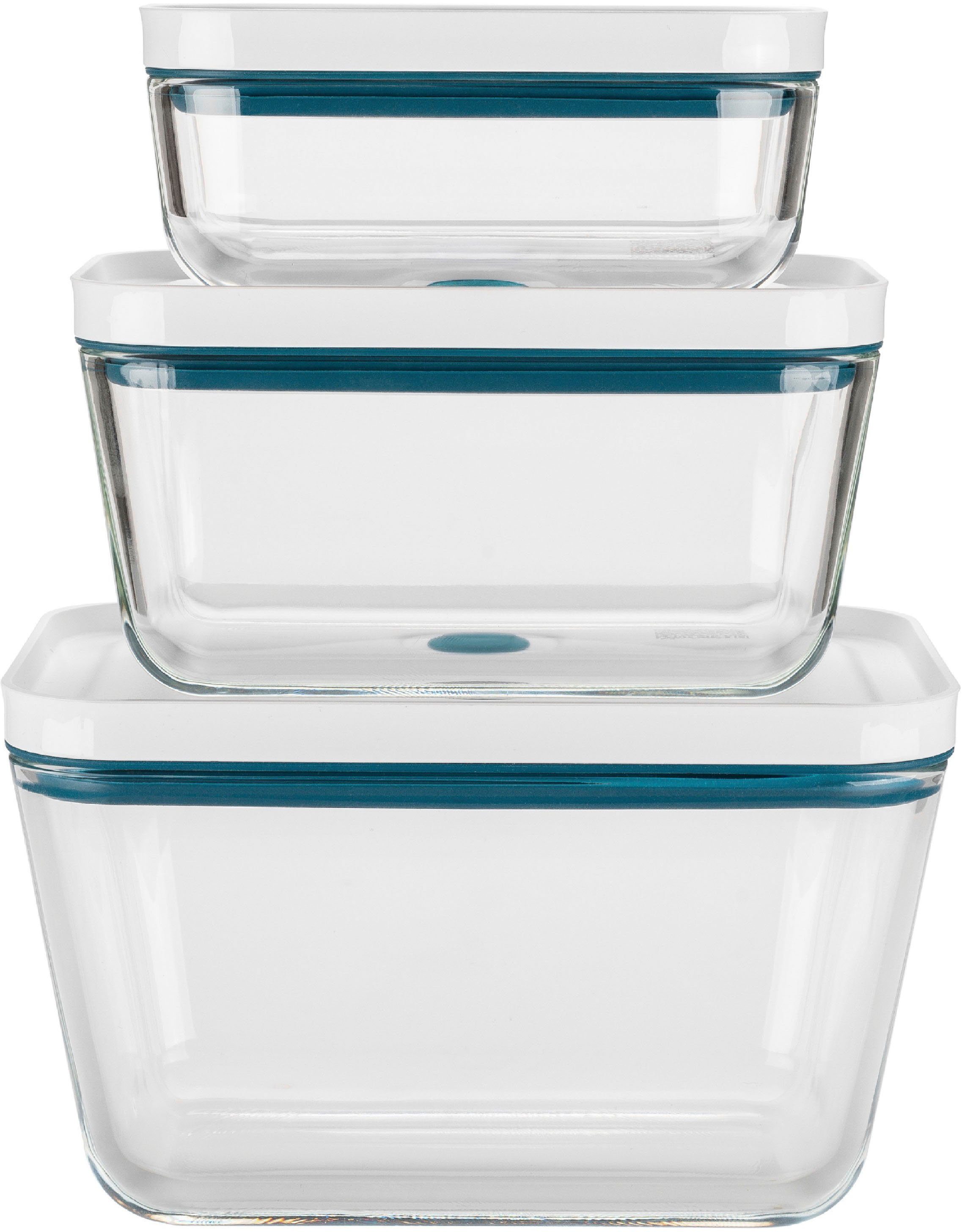 Zwilling ineinander Aufbewahrungsbox, & Vakuumbehälter Borosilikatglas, stapelbar Safe, (Set, platzsparend 3-tlg), Borosilikatglas, Fesh