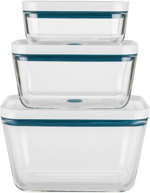 Zwilling Vakuumbehälter Fesh & Safe, Borosilikatglas, (Set, 3-tlg), Aufbewahrungsbox, Borosilikatglas, platzsparend ineinander stapelbar