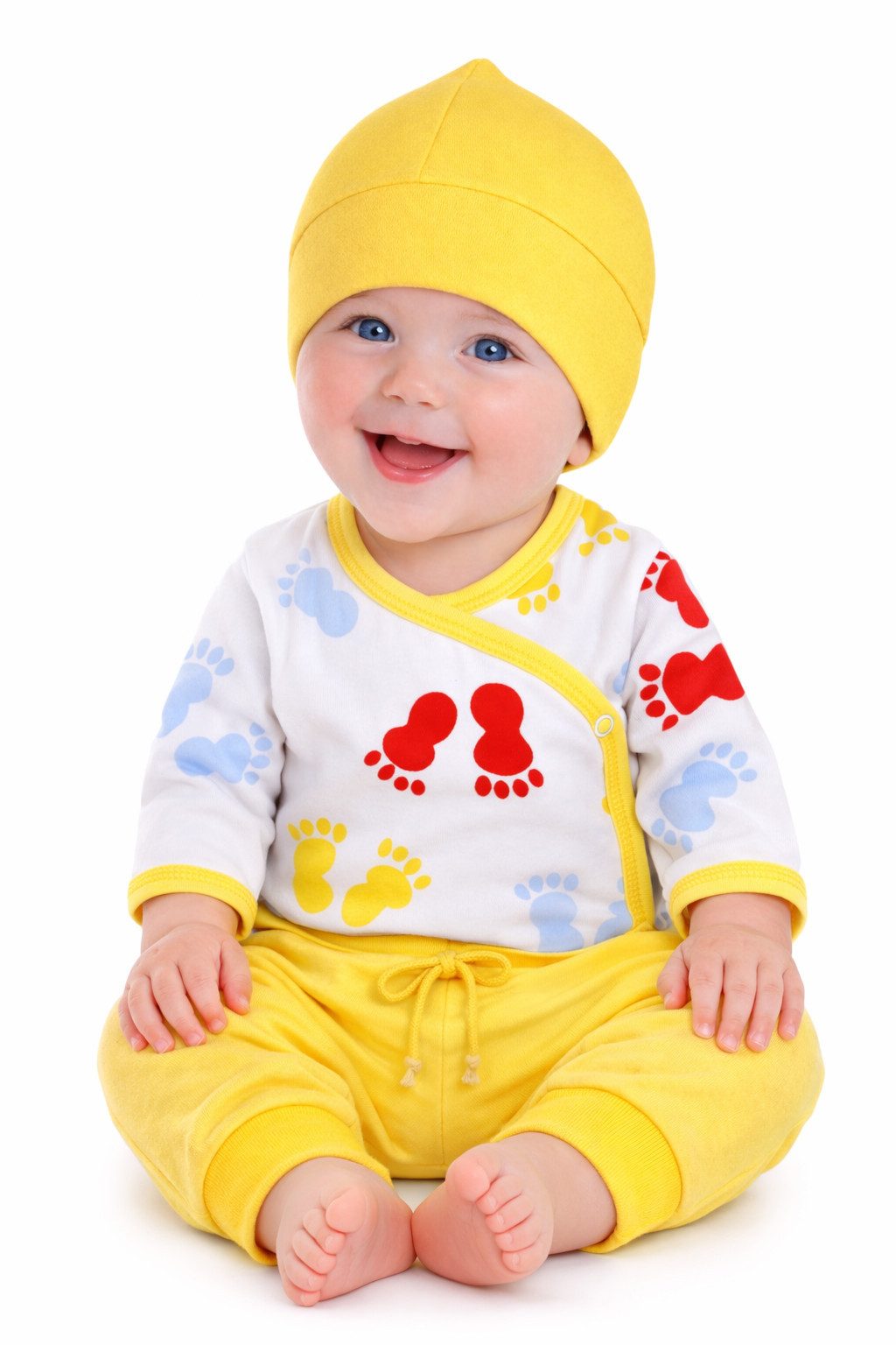 Body & Hose Baby Anzug Erstlingsset Wickelbody Mitwachshose Mütze in Gelb neutral