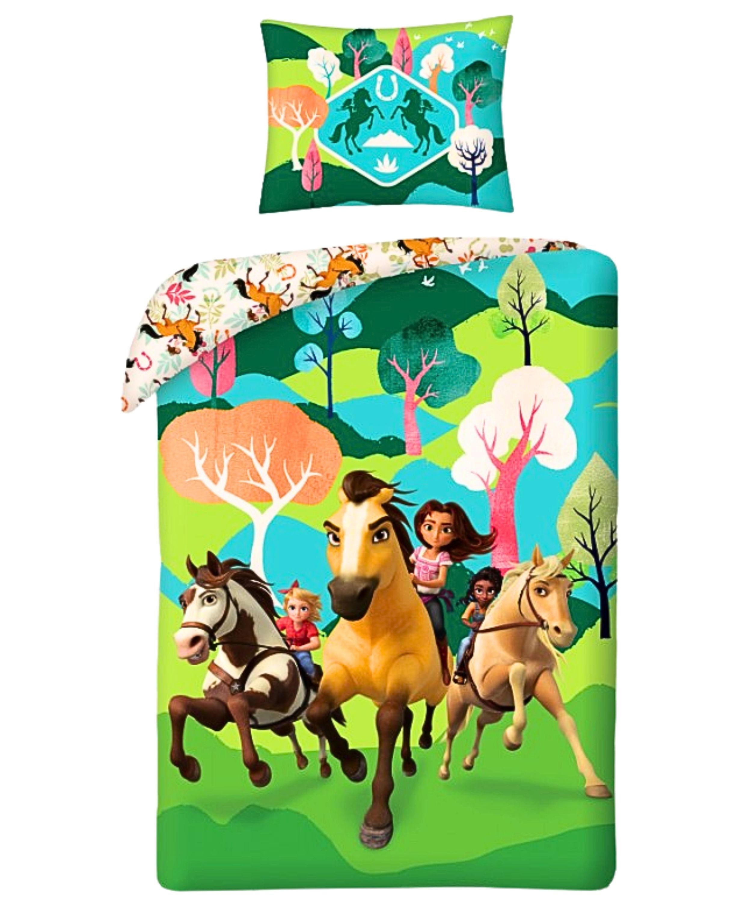 DREAMWORKS Spirit RIDING FREE Kinderbettwäsche Spirit Untamed, Baumwolle, 2 teilig, Wendebettwäsche 135-140 x 200 cm