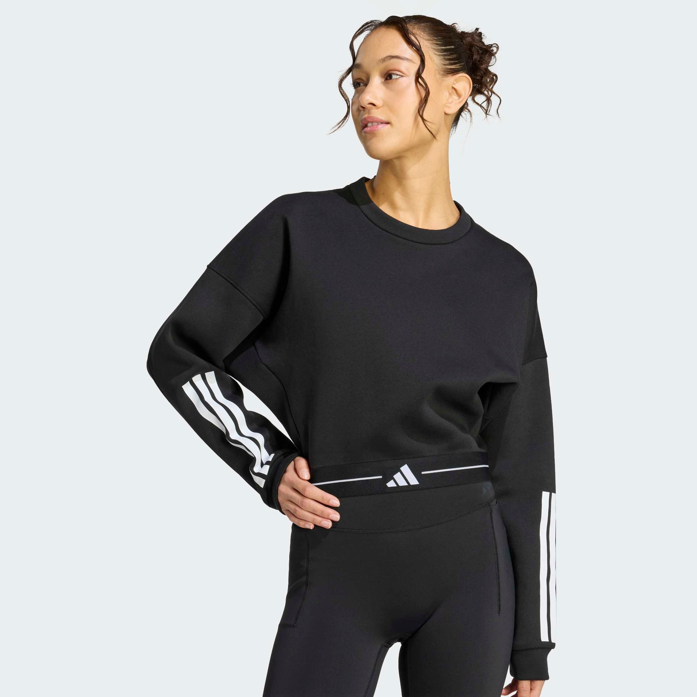 adidas Performance Sweatshirt HYPERGLAM MIT 3-STREIFEN UND RUNDHALSAUSSCHNITT