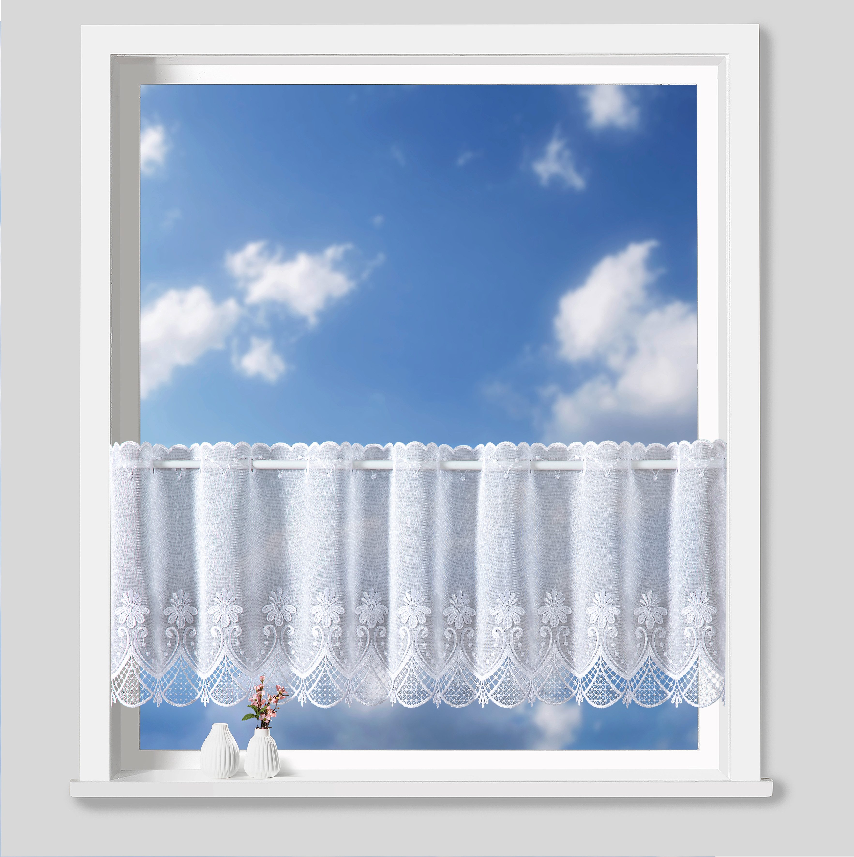 Weckbrodt Scheibengardine nach Maß Fiorella (1 St), Stangendurchzug, halbtransparent, Bistro, Gardine, Store, nach Maß