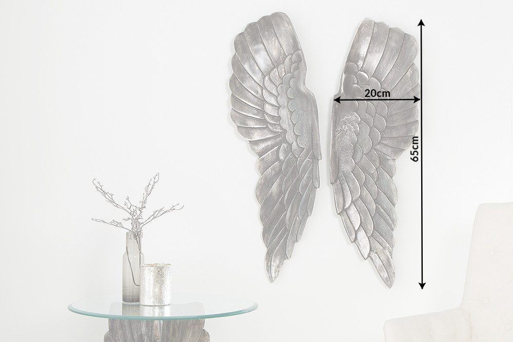 riess-ambiente Wanddekoobjekt FALLEN ANGEL 65cm silber, Flügel · Wanddekoration · Wohnzimmer · Metall
