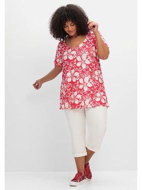 sheego by Joe Browns T-Shirt Große Größen mit Blumendruck und V-Ausschnitt