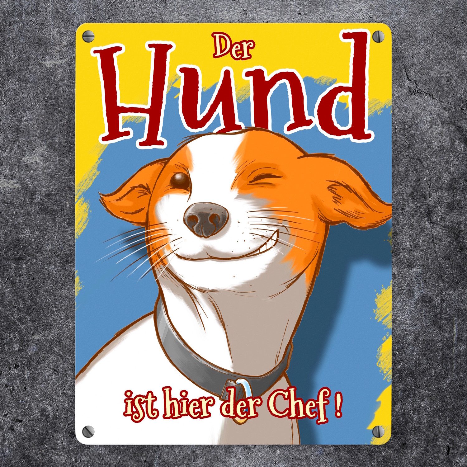 speecheese Metallschild Metallschild in 15x20 cm mit süßem Hunde Motiv und Spruch Der Hund