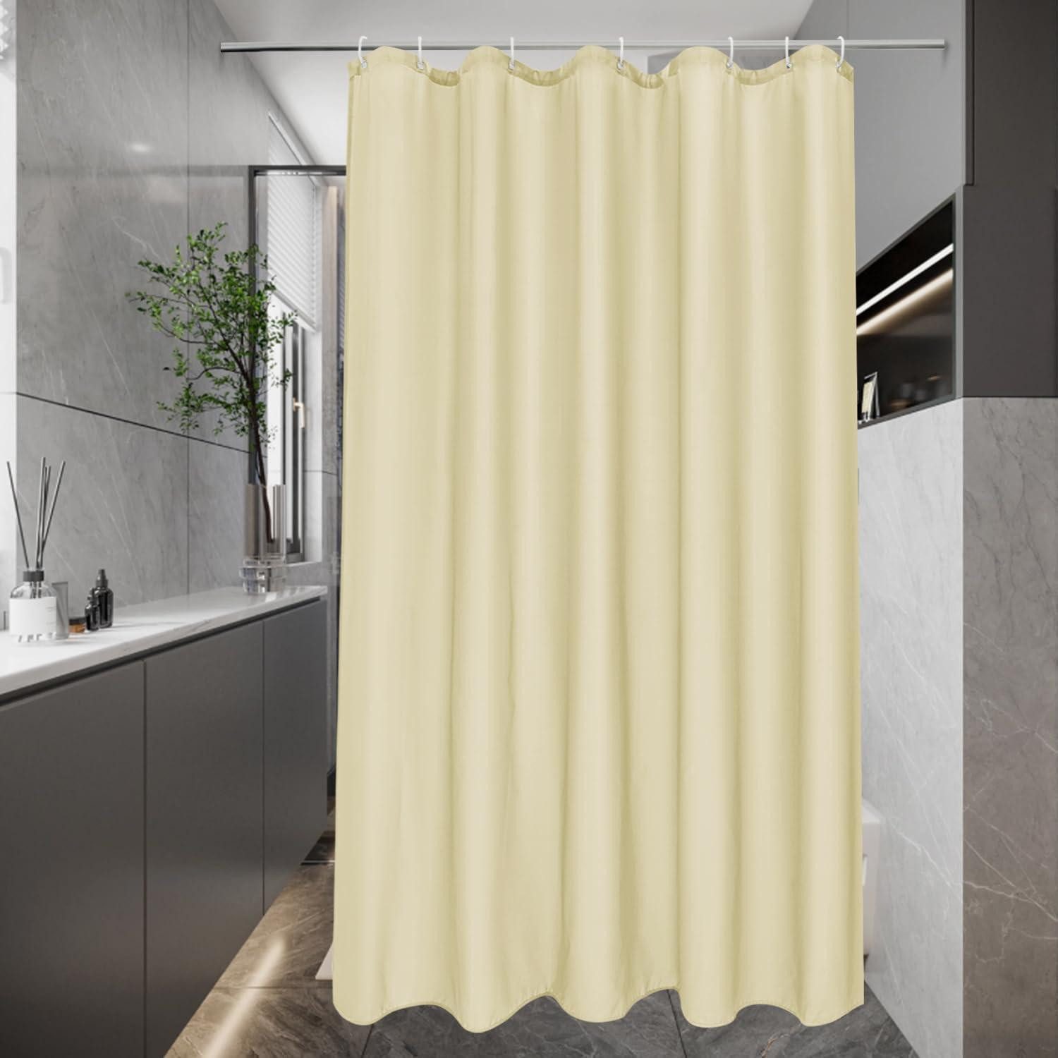 LuxusKollektion Duschvorhang Duschvorhang 100x200 Stoff waschbar Beige H200 x B100 cm (1er Pack) Breite 100 cm