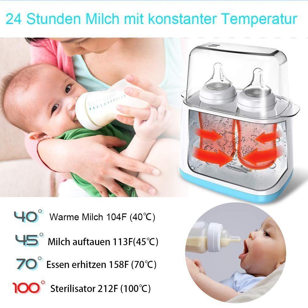 Baby Ja Babyflaschenwärmer Baby 6 LED-Display, 24h, in Babykostwärmer, Temperatur in Ergänzungskost Blau Konstante Flaschenwärmer, Warme 1