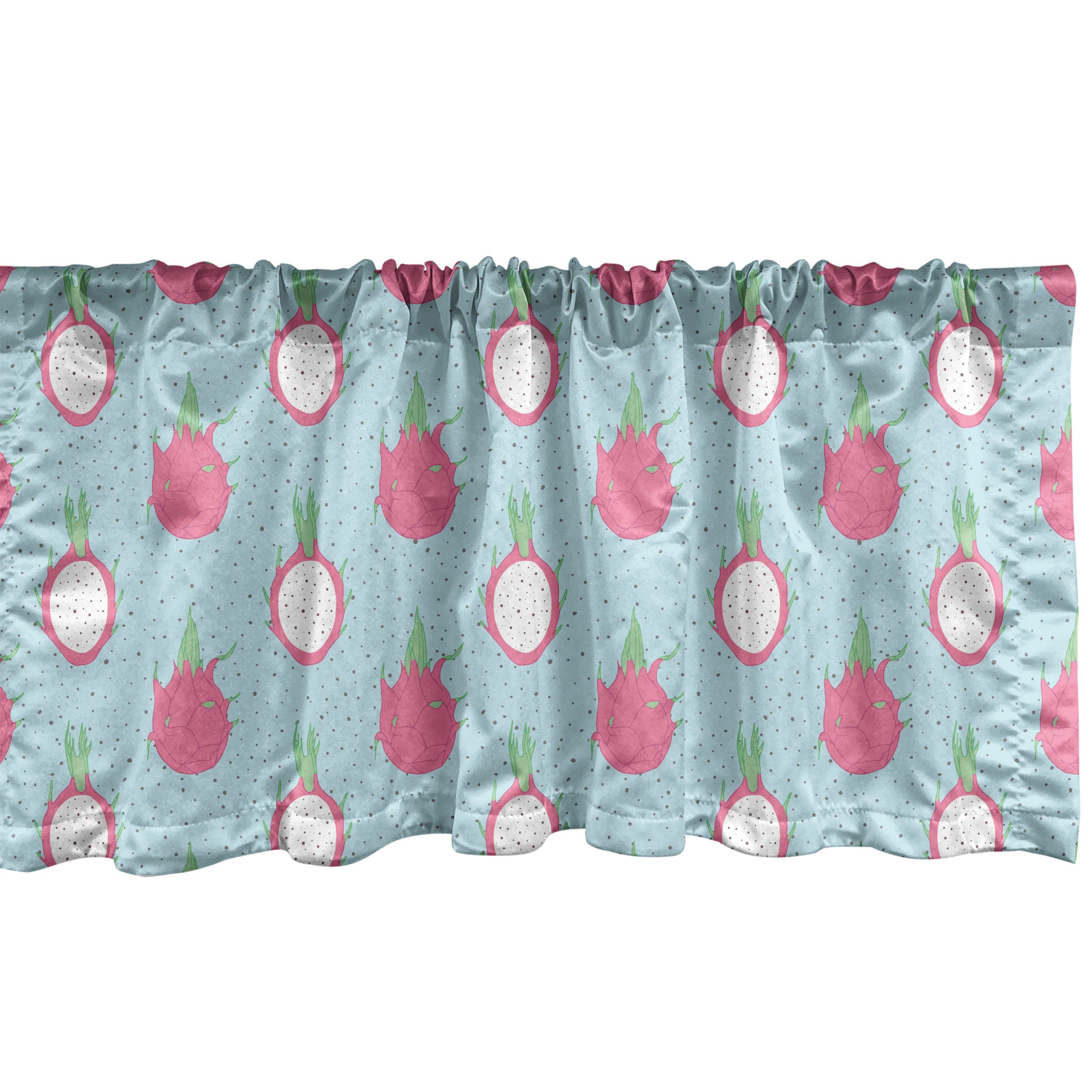 Scheibengardine Vorhang Volant für Küche Schlafzimmer Dekor mit Stangentasche, Abakuhaus, Microfaser, Früchte Exotische Drachenfrucht-Muster