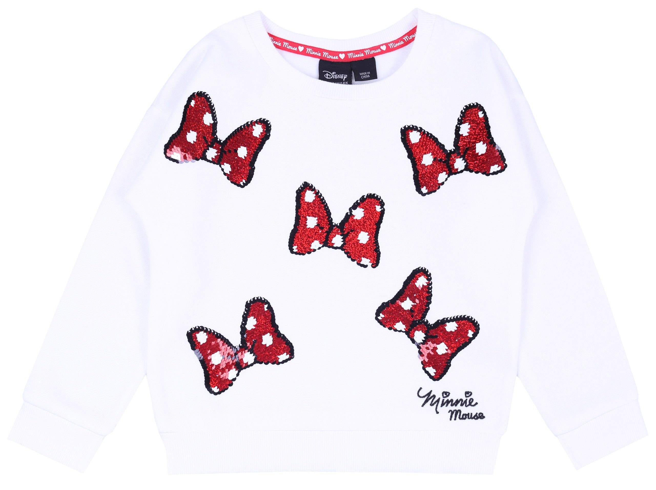 Disney Sweatshirt Weißes Minnie Mouse Sweatshirt DISNEY mit Schleifen 4-5 Jahre