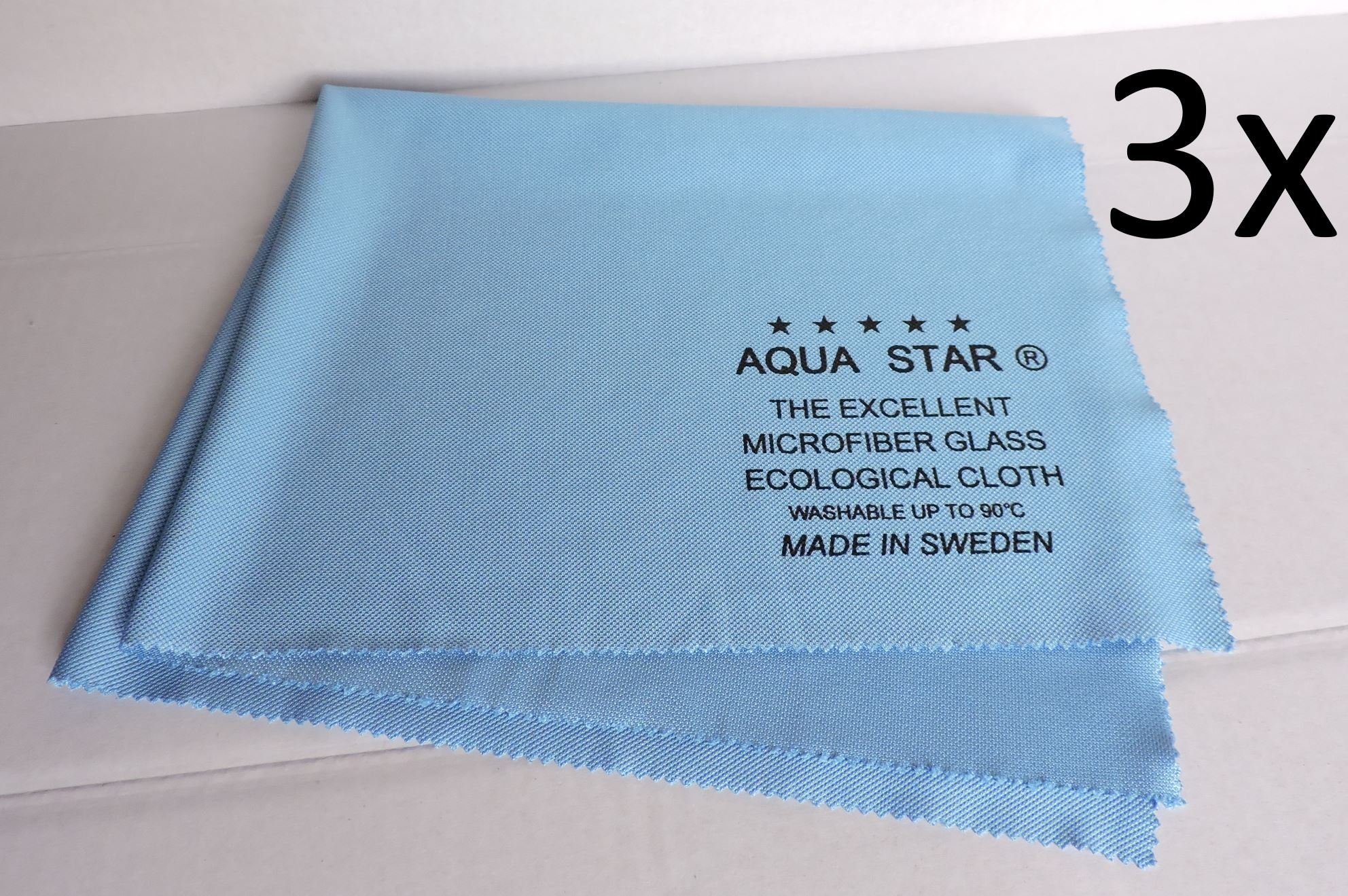 Aqua Star® Staubwischer Reinigungstuch - Streifenfreier Glanz - (identisch mit Glasswonder) (Spar-Set, 3 Stück), Microfasertuch mit besonderem Kapillarsystem. blau