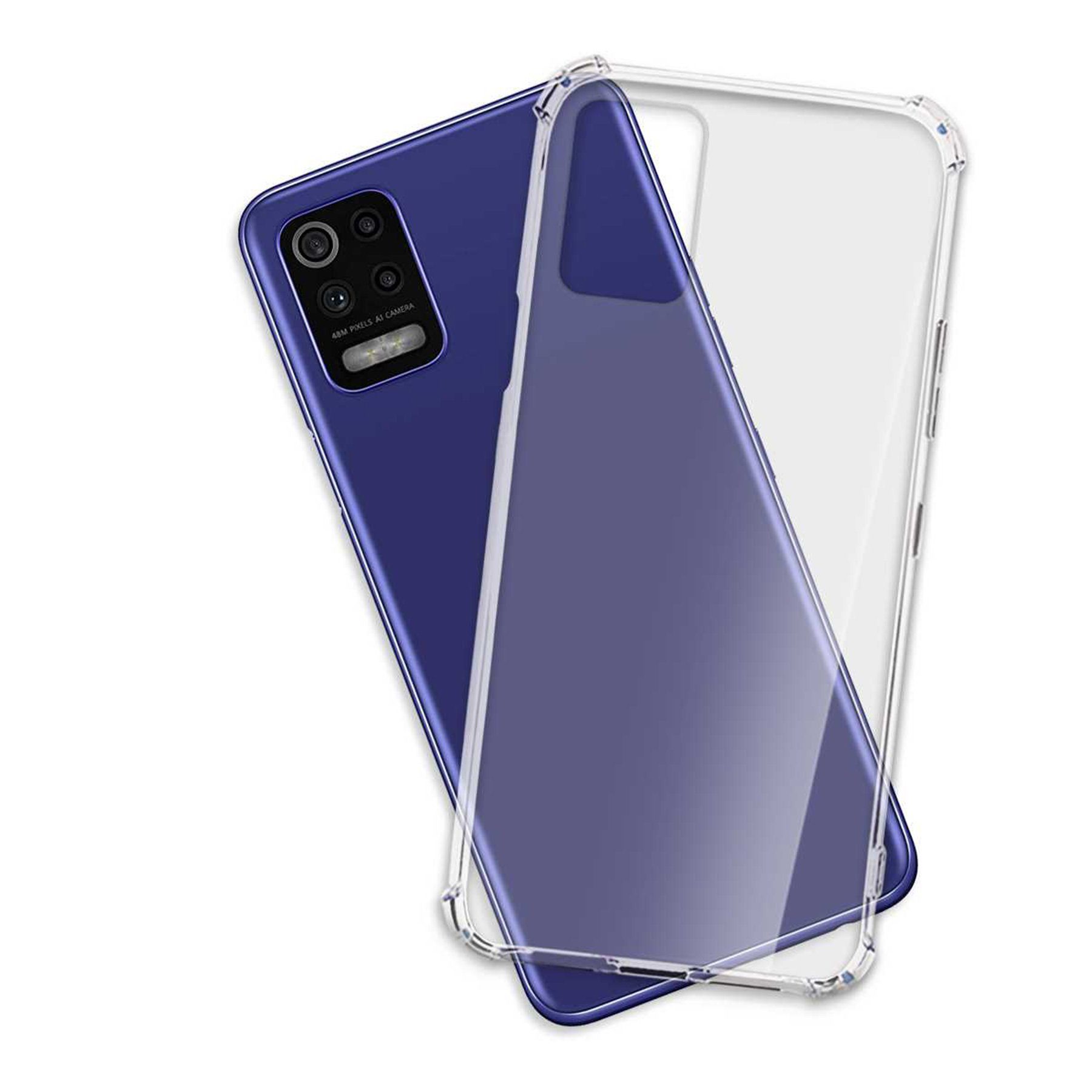mtb more energy Smartphone-Hülle Clear Armor Case für LG K52 / K62 / Q52, Transparente TPU Schutzhülle Case Backcover mit Anti-Shock Verstärkung