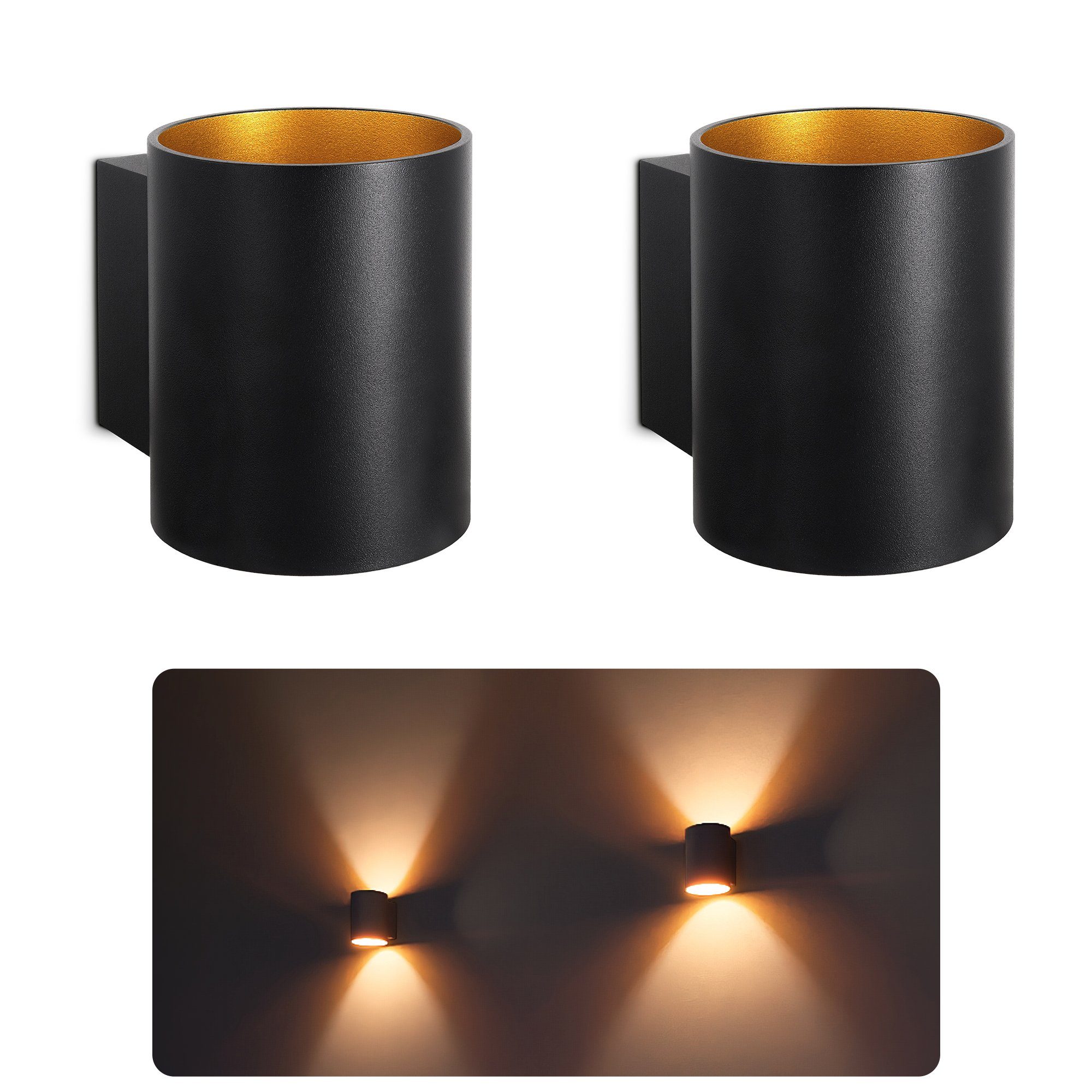 SSC-LUXon LED Wandleuchte TUANI Wandleuchte innen 2er Set schwarz gold Up D günstig online kaufen