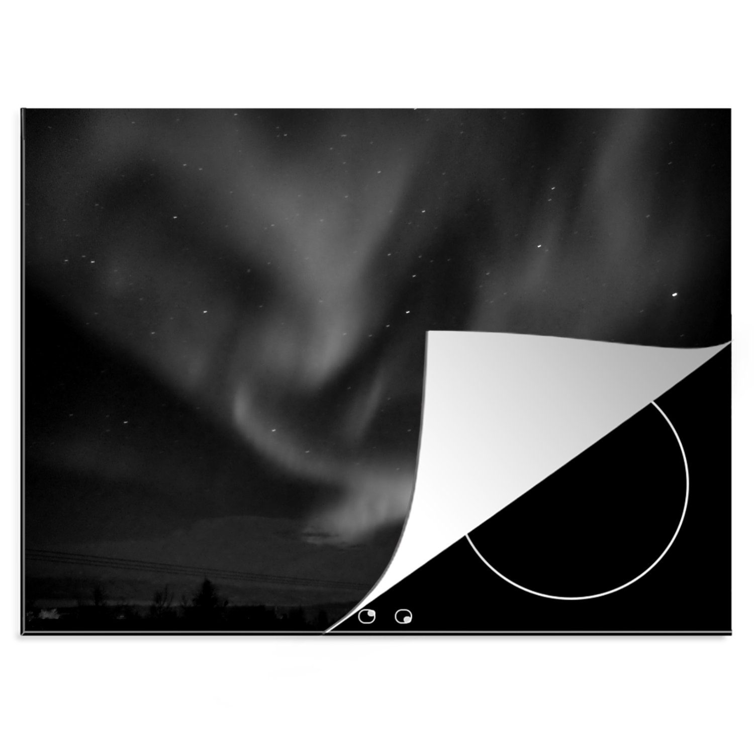 MuchoWow Herdblende-/Abdeckplatte Schweden - Nordlichter - Natur - Nacht, Vinyl, (1 tlg), 70x52 cm, Mobile Arbeitsfläche nutzbar, Ceranfeldabdeckung