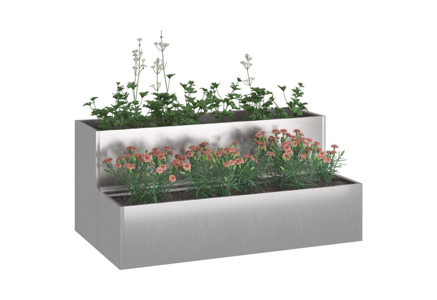 Thumbnail - vidaXL Blumentopf Pflanzkasten mit 2 Etagen 100x60x45 cm Edelstahl (1 St)