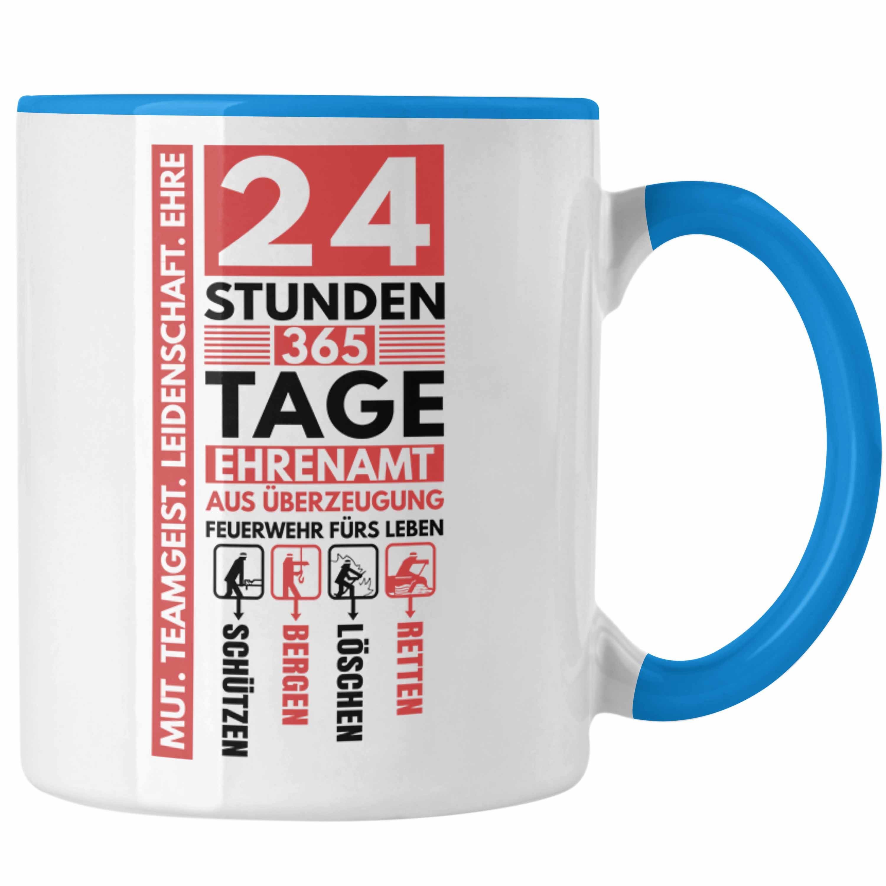 Trendation Tasse Trendation - Freiwillige Feuerwehr Tasse geschenk Feuerwehrmann Blau