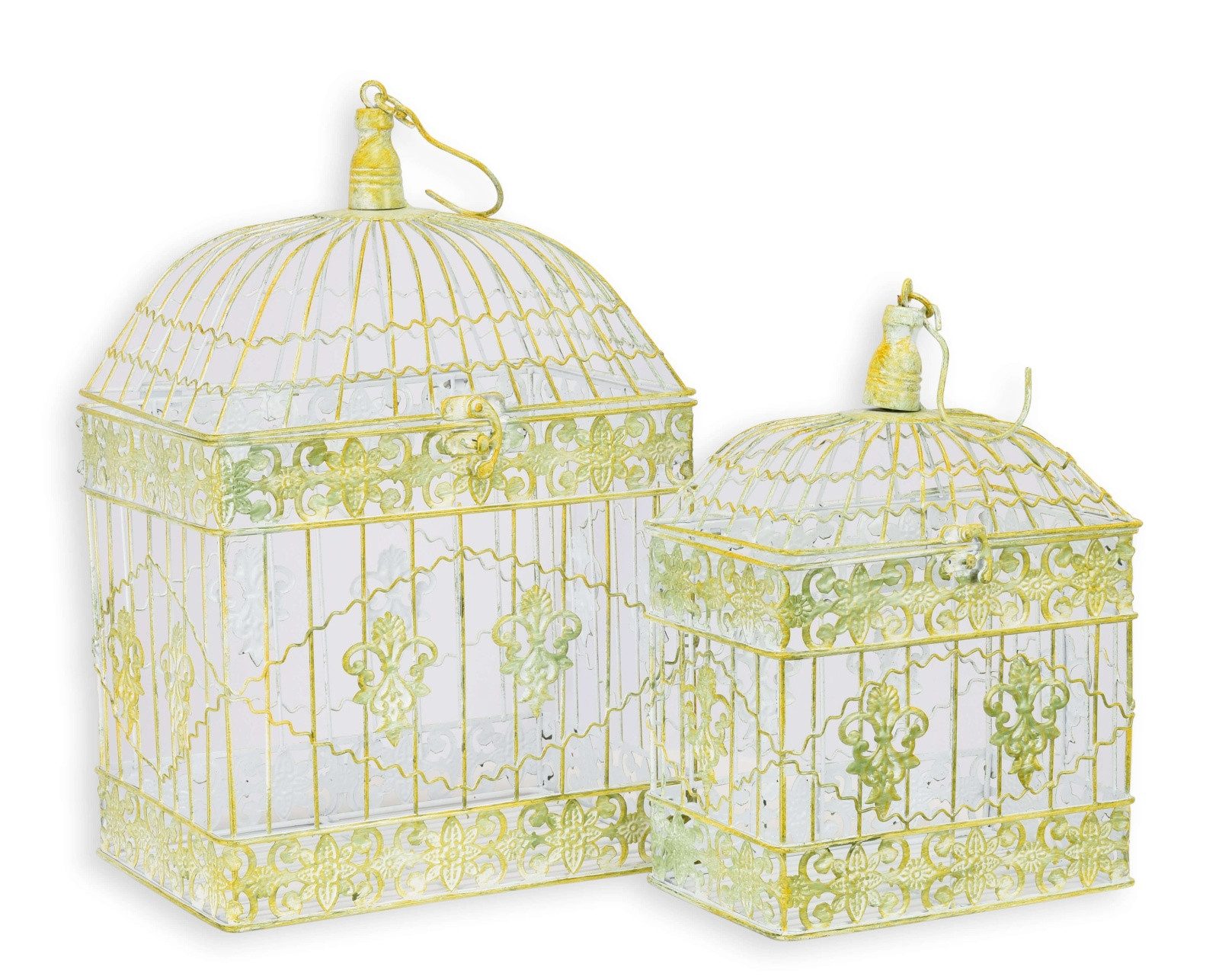 Aubaho Dekoobjekt Paar Vogelkäfige aus Eisen Replikat Retro Design Dekoration