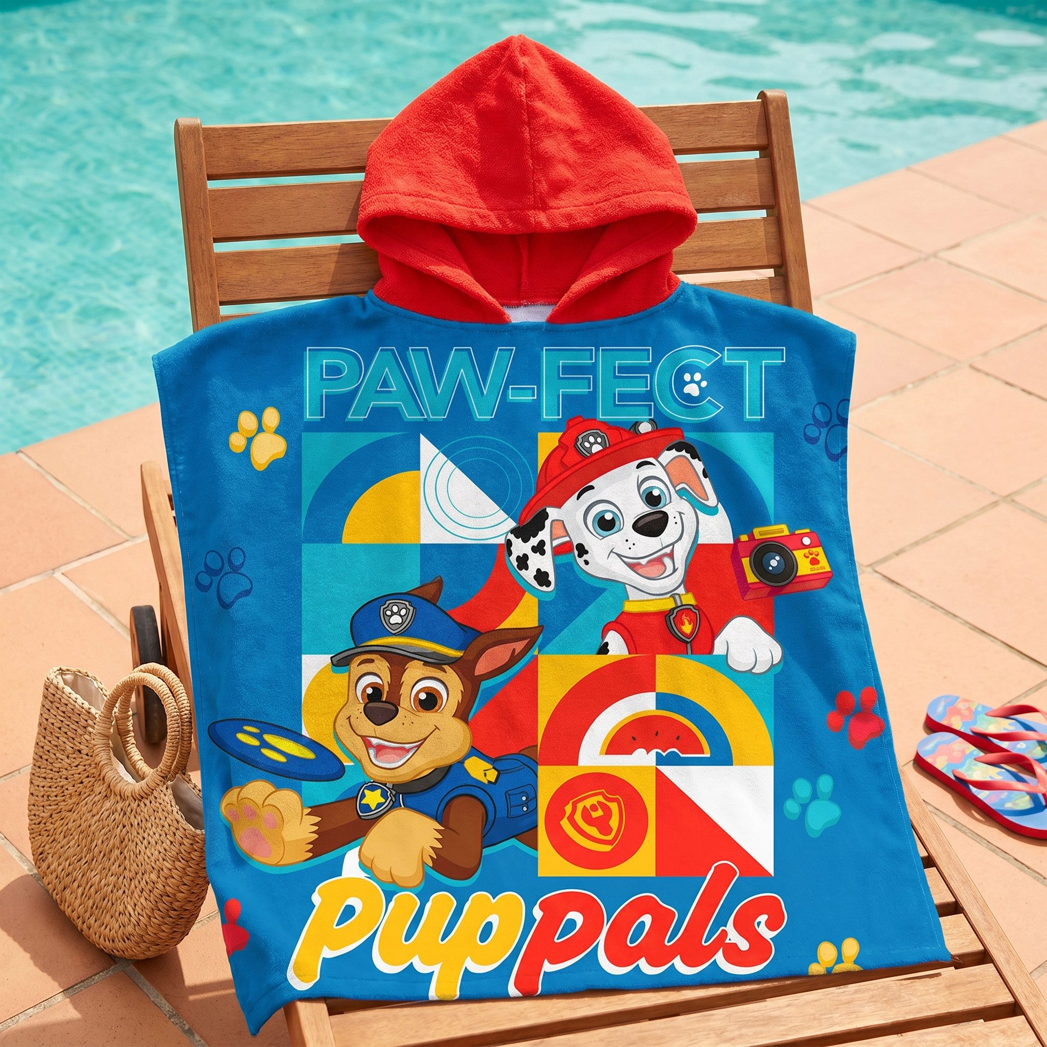 PAW PATROL Badeponcho Paw Patrol Jungen Kinder Poncho Badeponcho 100% Baumwolle, Baumwolle, Kapuze, Gr. 60x60 cm