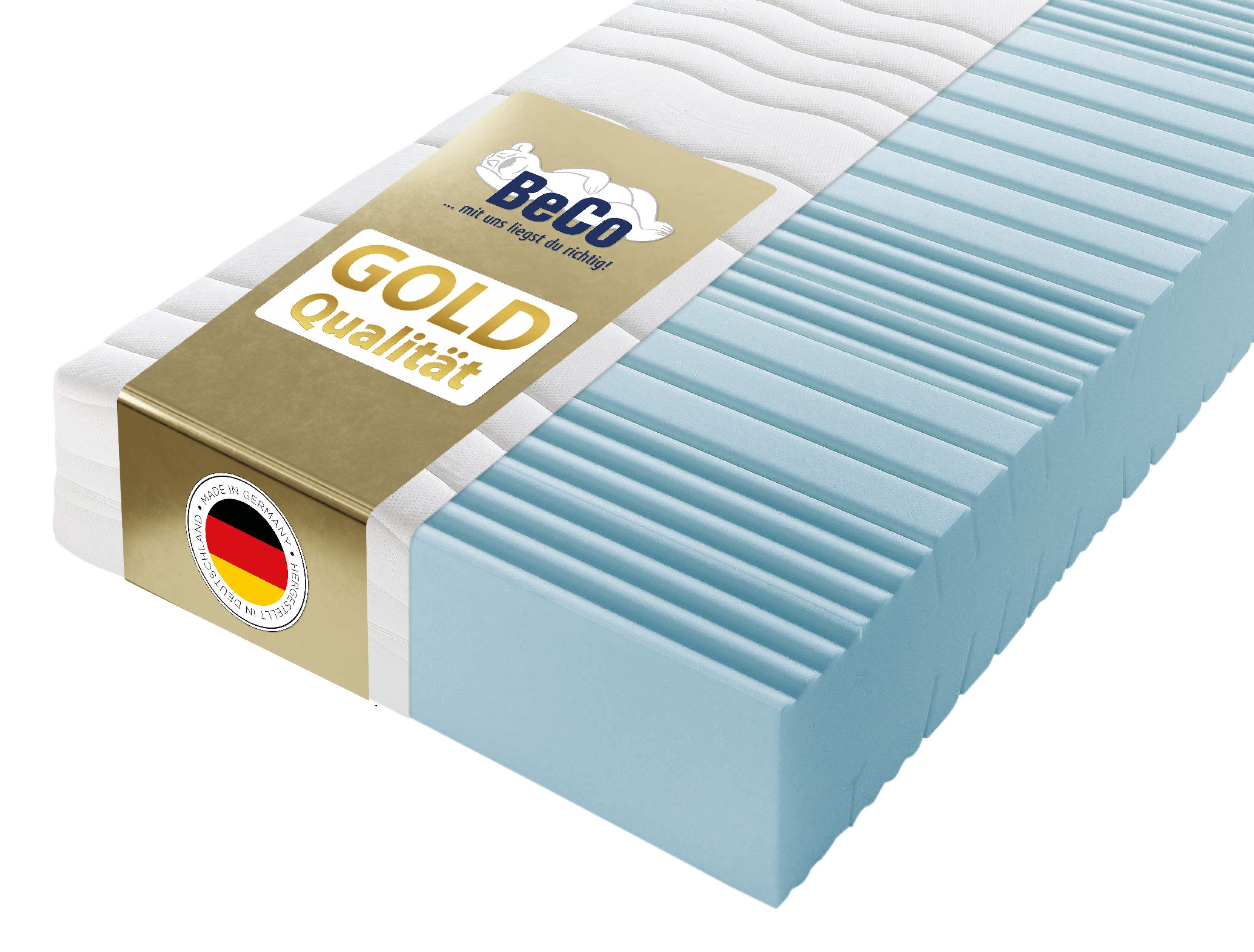 Komfortschaummatratze Grand Majestic GOLD Komfortmatratze für exklusive Schlafqualität, Beco, 32 cm hoch, Luxus 32 cm, ergonomische 7 Zonen, Wendematratze, auch 140x200
