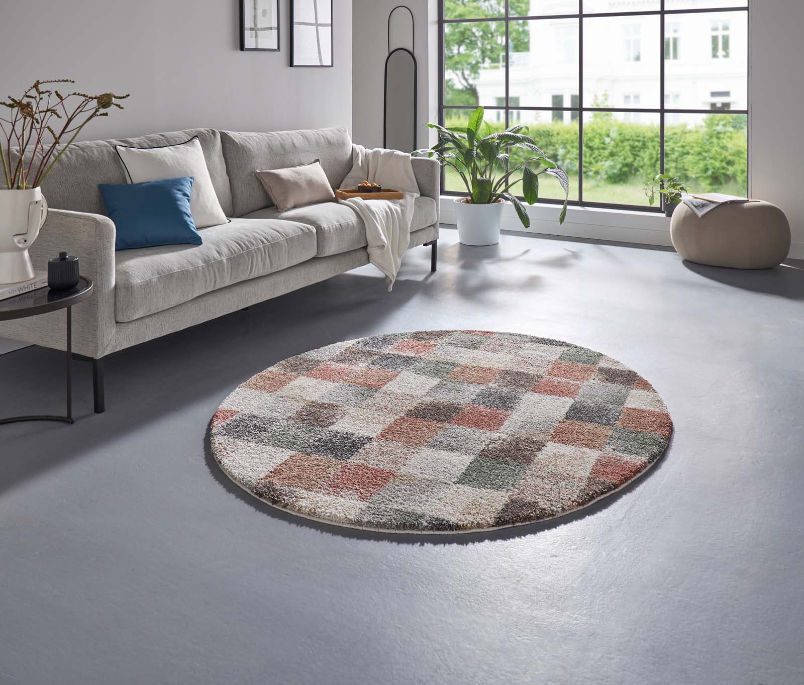 TaraCarpet Teppich Tara Carpet Berber Karo, rund, Höhe: 27 mm, rund