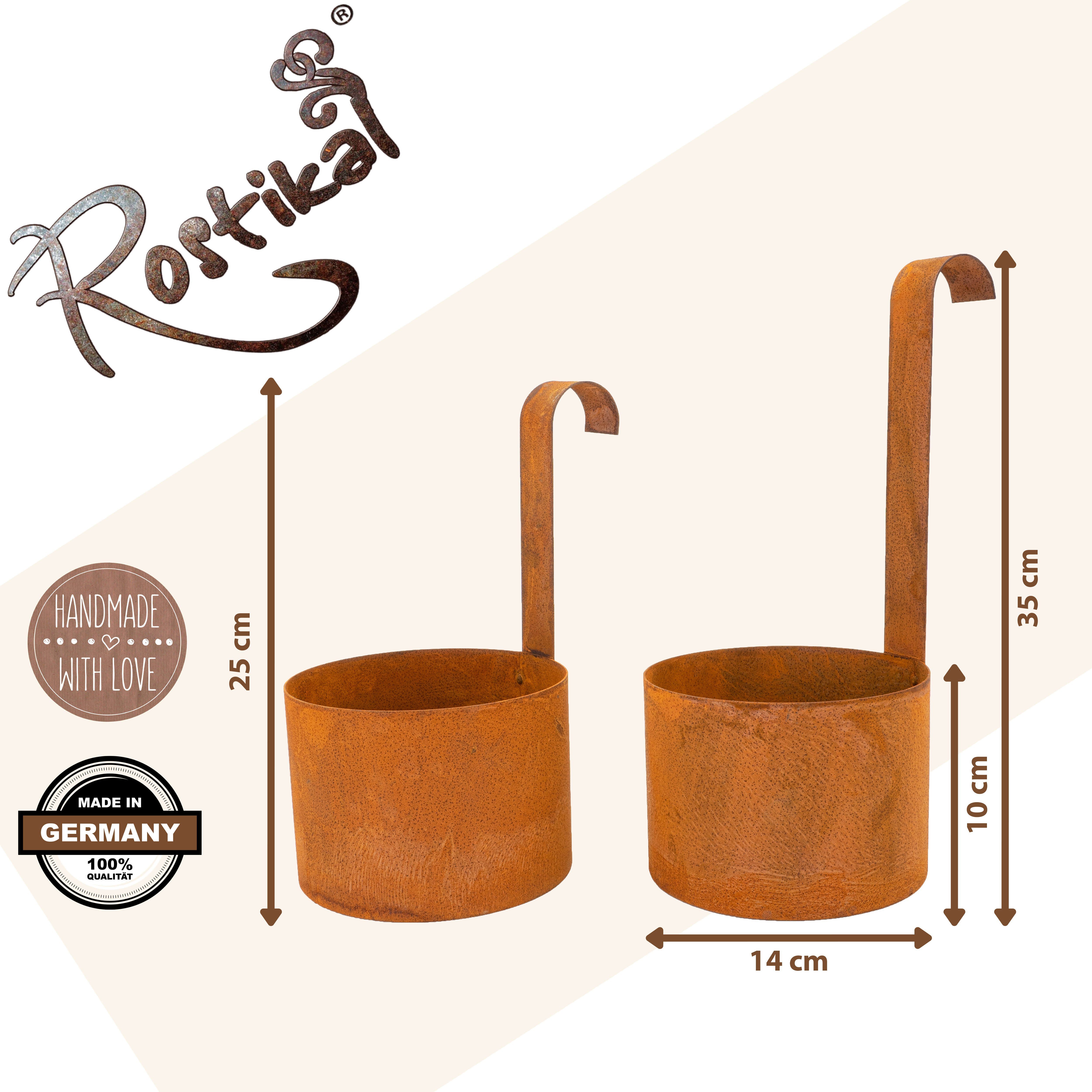 Rostikal Hängedekoration 2er Deko Set Rost Garten Pflanztopf zum Hängen (2 St., 2er Set), Echter Rost