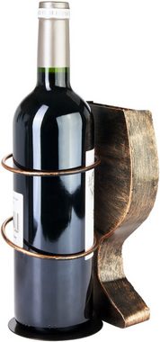 BRUBAKER Weinflaschenhalter Weinglas Metall Dekoration mit Sammelbox für Weinkorken - Deko Objekt, (1-St), Flaschenhalter mit Korken Aufbewahrung - Geschenk