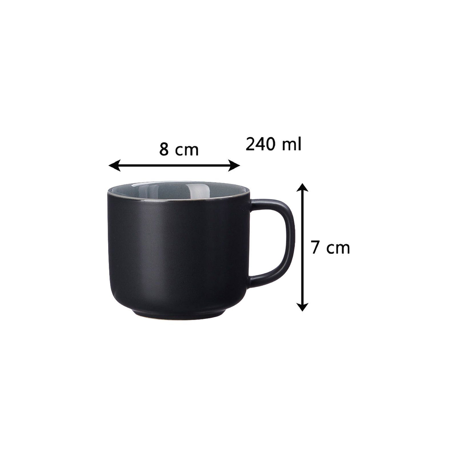 Kaffeetasse Untertasse mit Ritzenhoff & 240 Schwarz ml, Tasse Keramik Jasper Breker