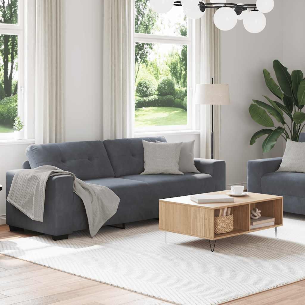vidaXL Sofa 2-teiliges Sofa-Set mit Kissen, dunkelgrauer Samt günstig online kaufen
