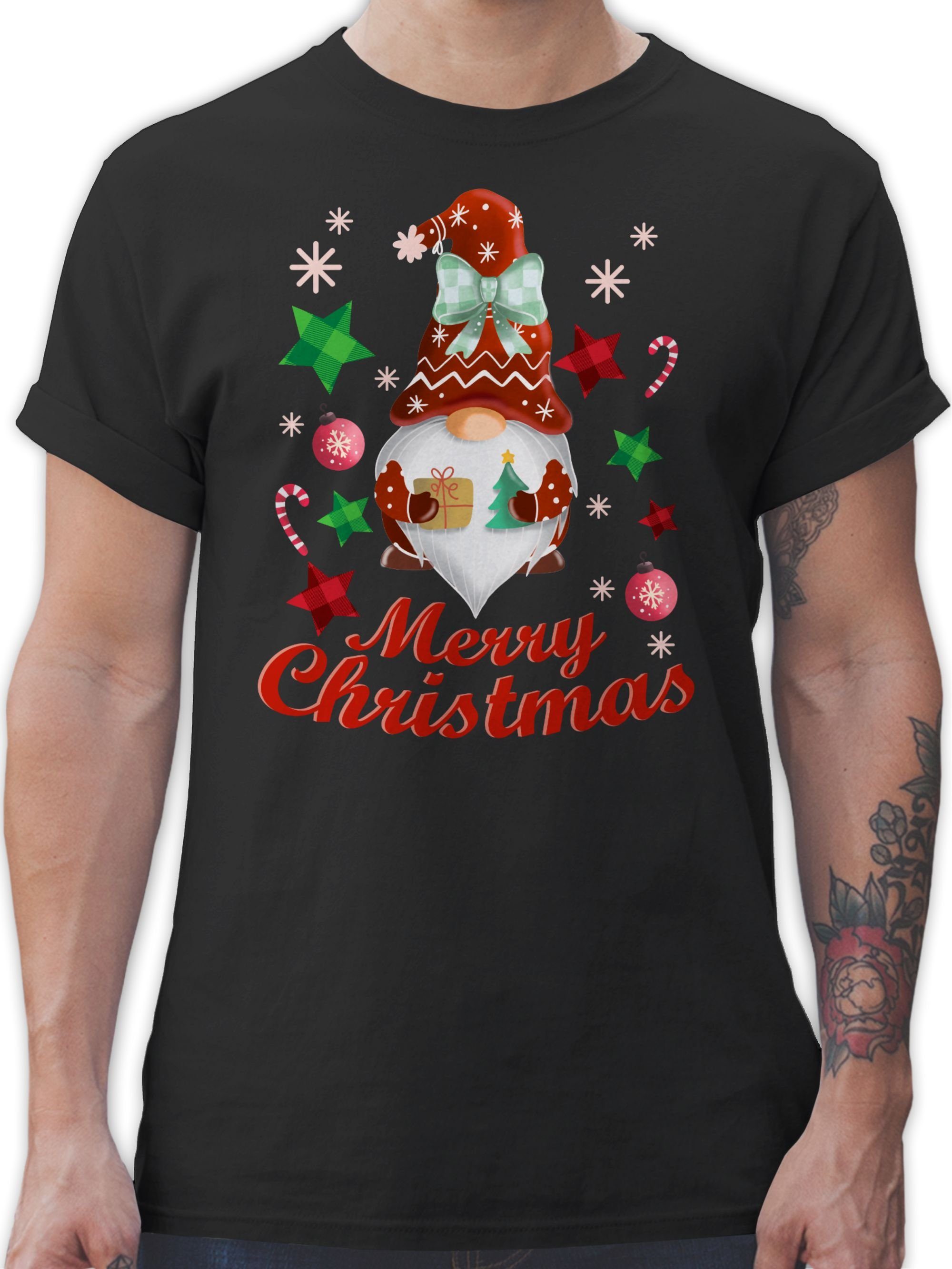 Shirtracer T-Shirt Weihnachtlicher Wichtel Weihachten Kleidung 01 Schwarz