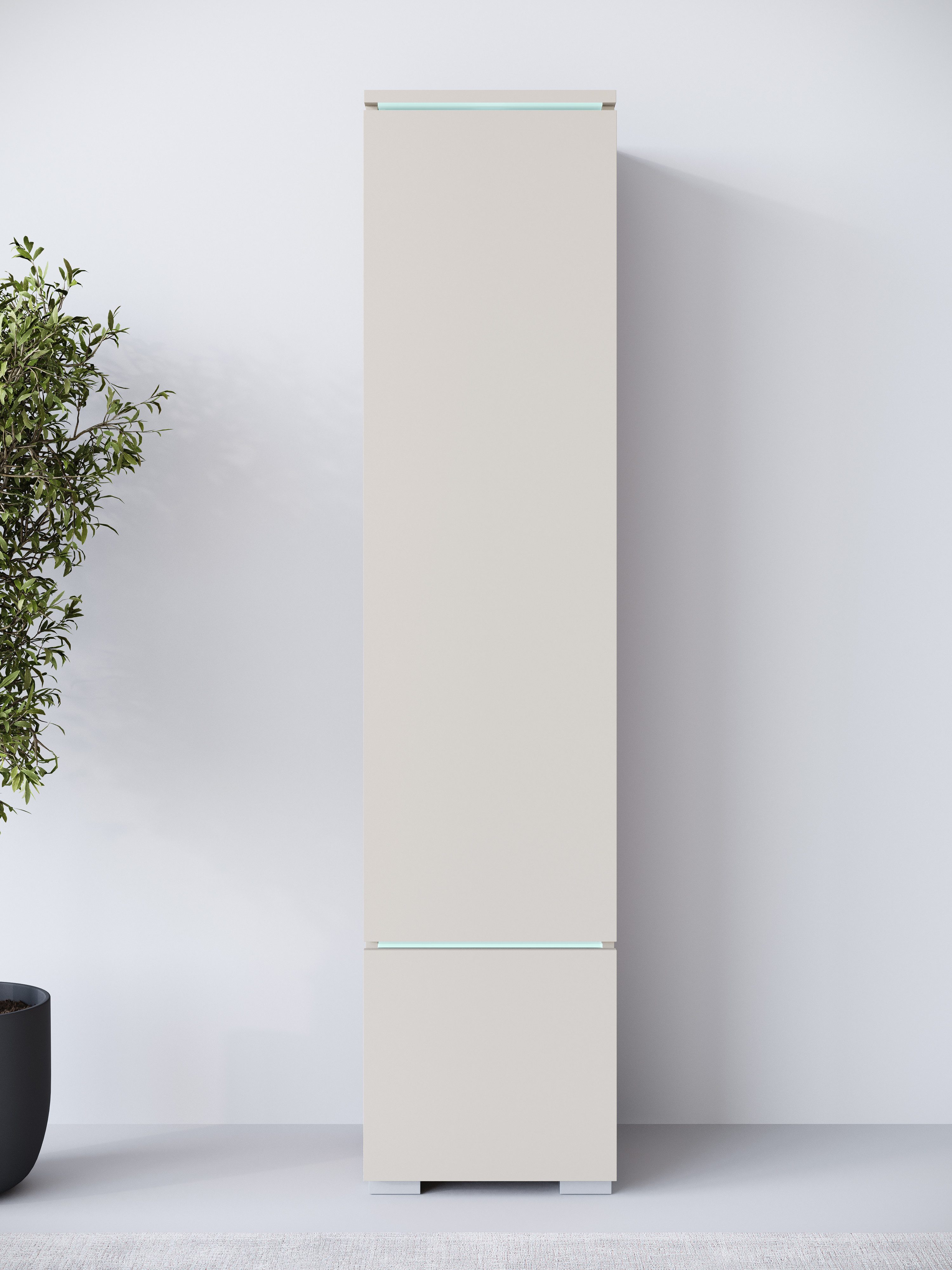 Home affaire Vitrine Vera, Höhe 130 cm, in verschiedenen Farbausführungen (1-St) LED-Beleuchtung, Türanschlag frei wählbar, stehend/hängend