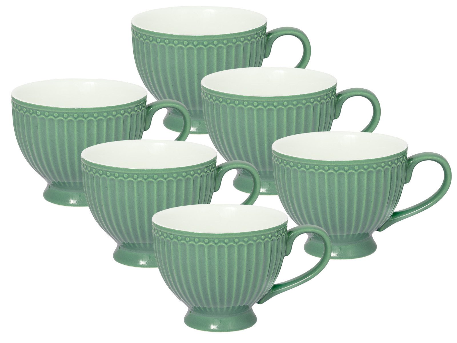 Greengate Frühstücks-Set Alice Teetasse dusty green 0,4l Set6