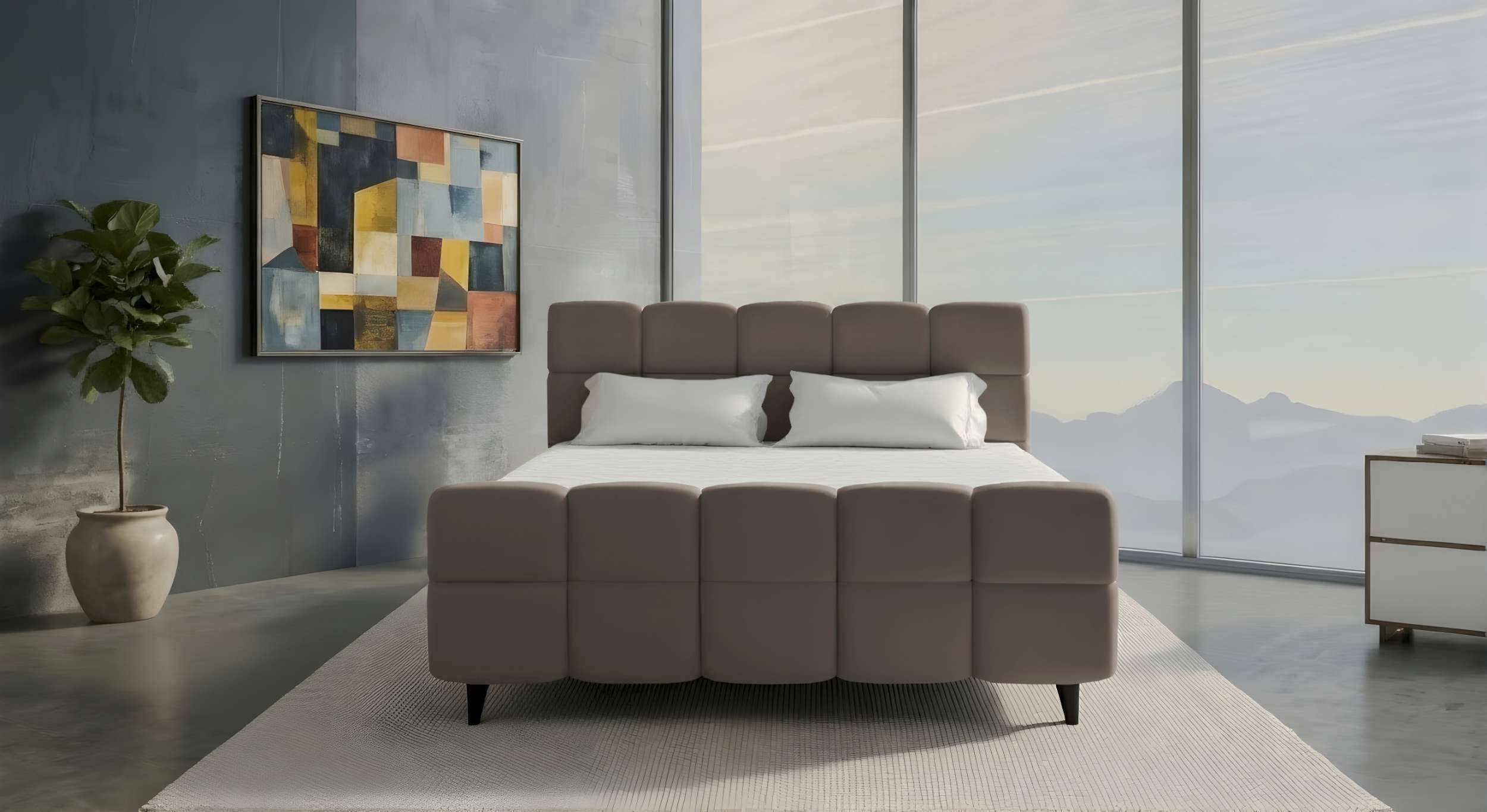 Sofa Dreams Boxspringbett Boxspringbett Luna, Samtstoff, beige, 140x200 cm (Schlafzimmerbett, Bett), 140/160/180x200 cm, in Samtstoff KRONOS, mit Topper, TFK-Matratze