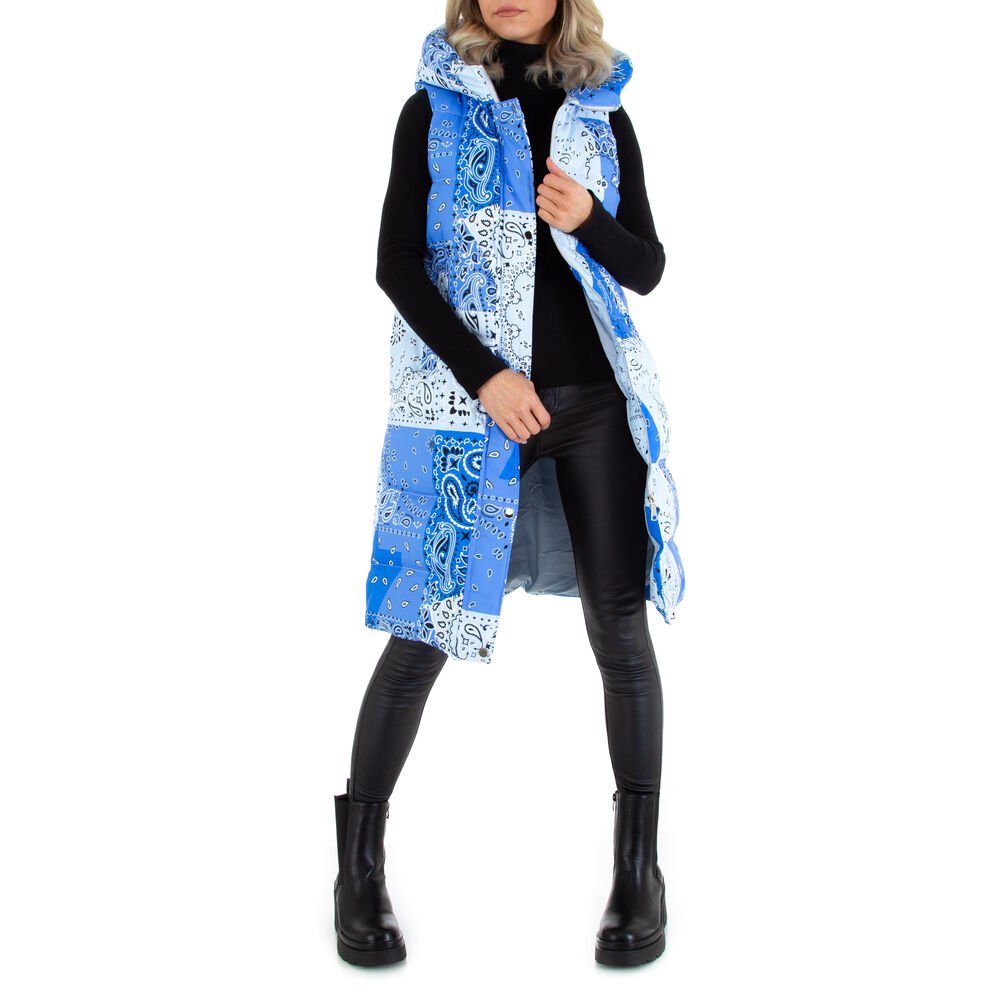 Winterjacke in Kapuze Steppweste Ital-Design Gefüttert Damen Freizeit Blau