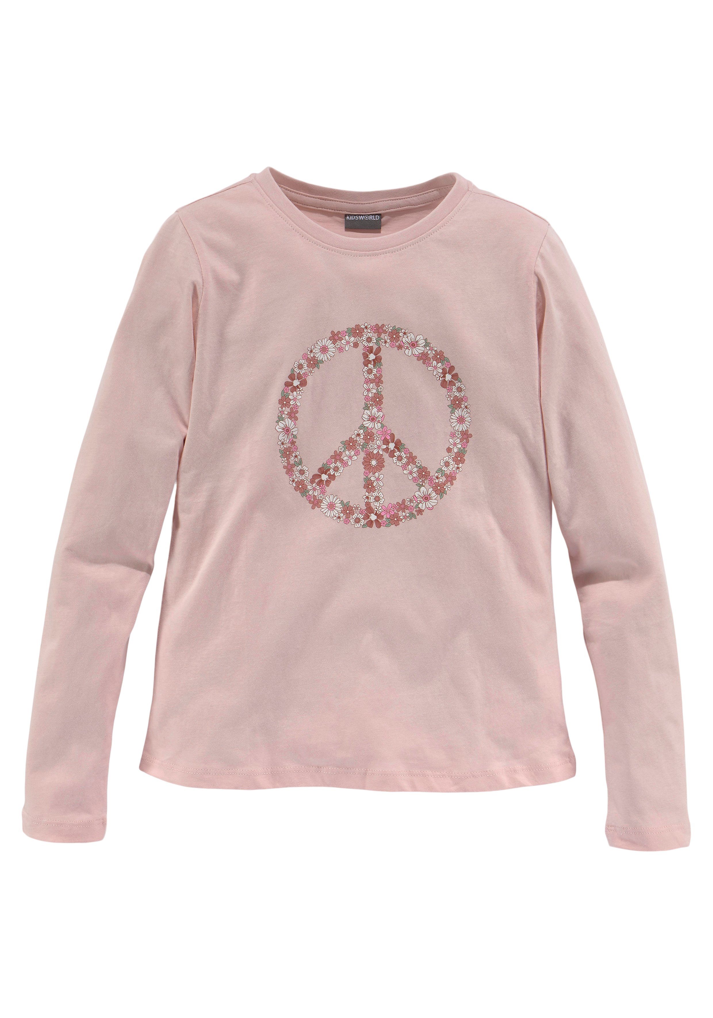 KIDSWORLD Langarmshirt Peace Langarm, Basic-Passform, mit Statements/Sprüchen