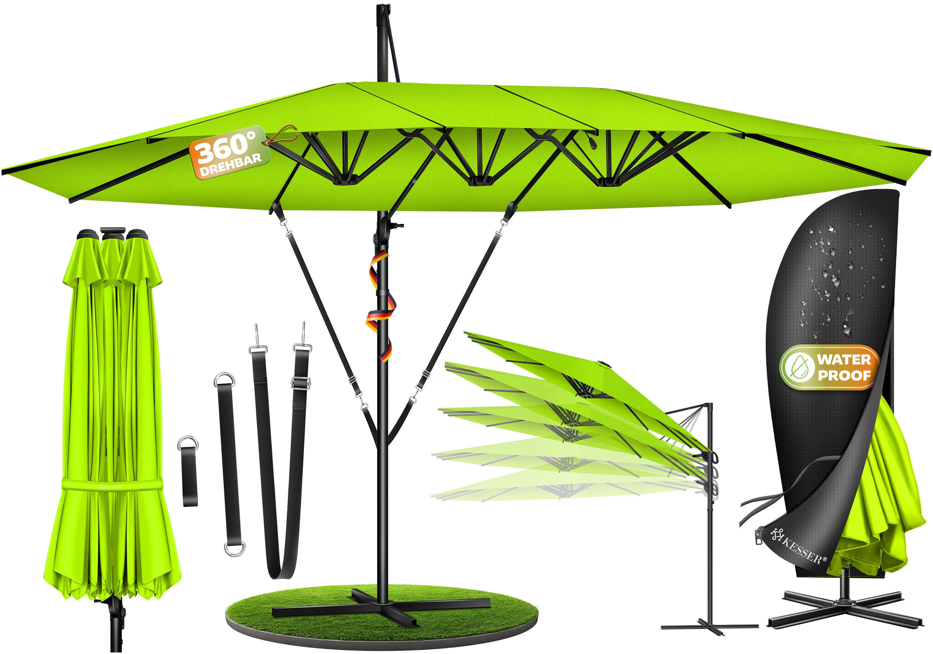 KESSER Sonnenschirm, Sonnenschirm Doppelsonnenschirm 4,6m x 2,7m Ampelschirm