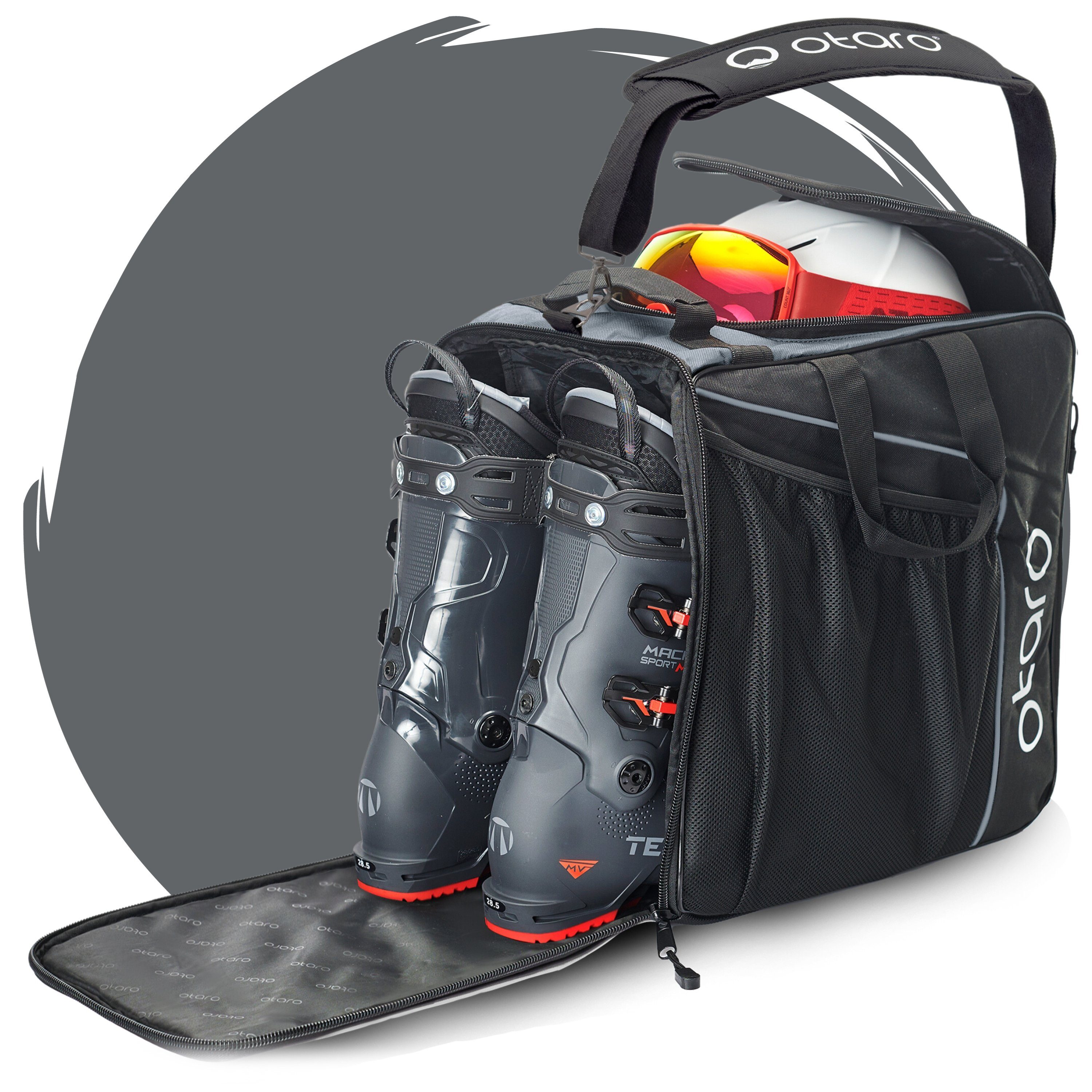 Otaro Sporttasche Skischuhtasche mit Helmfach + Schultergurt, Classic 44L (Schutz für deine Ausrüstung, für Skifahrer + Boarder)